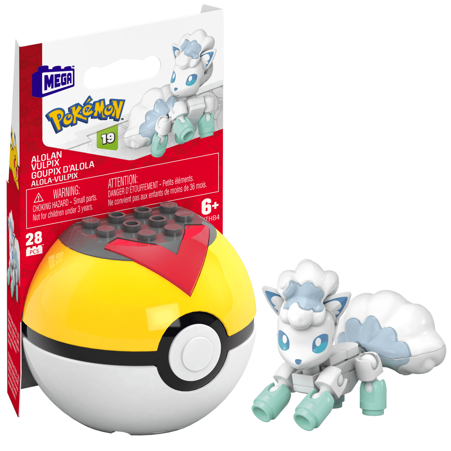 Mega  Pokémon  Figurine Articulée  Goupix D’Alola, 28Pièces
