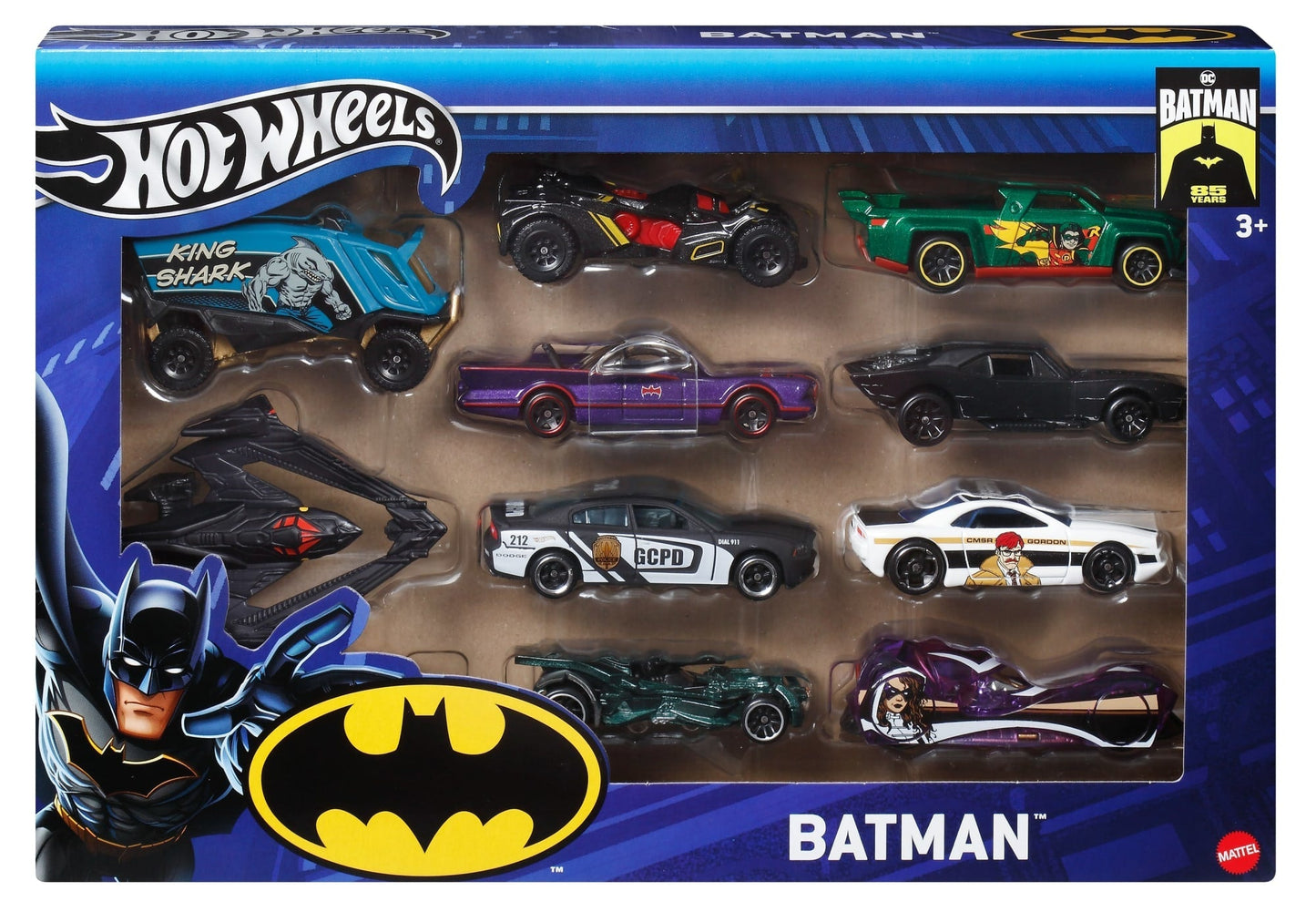 Hot Wheels 1:64 Scale Batman-Themed Toy Vehicles, Set Of 10