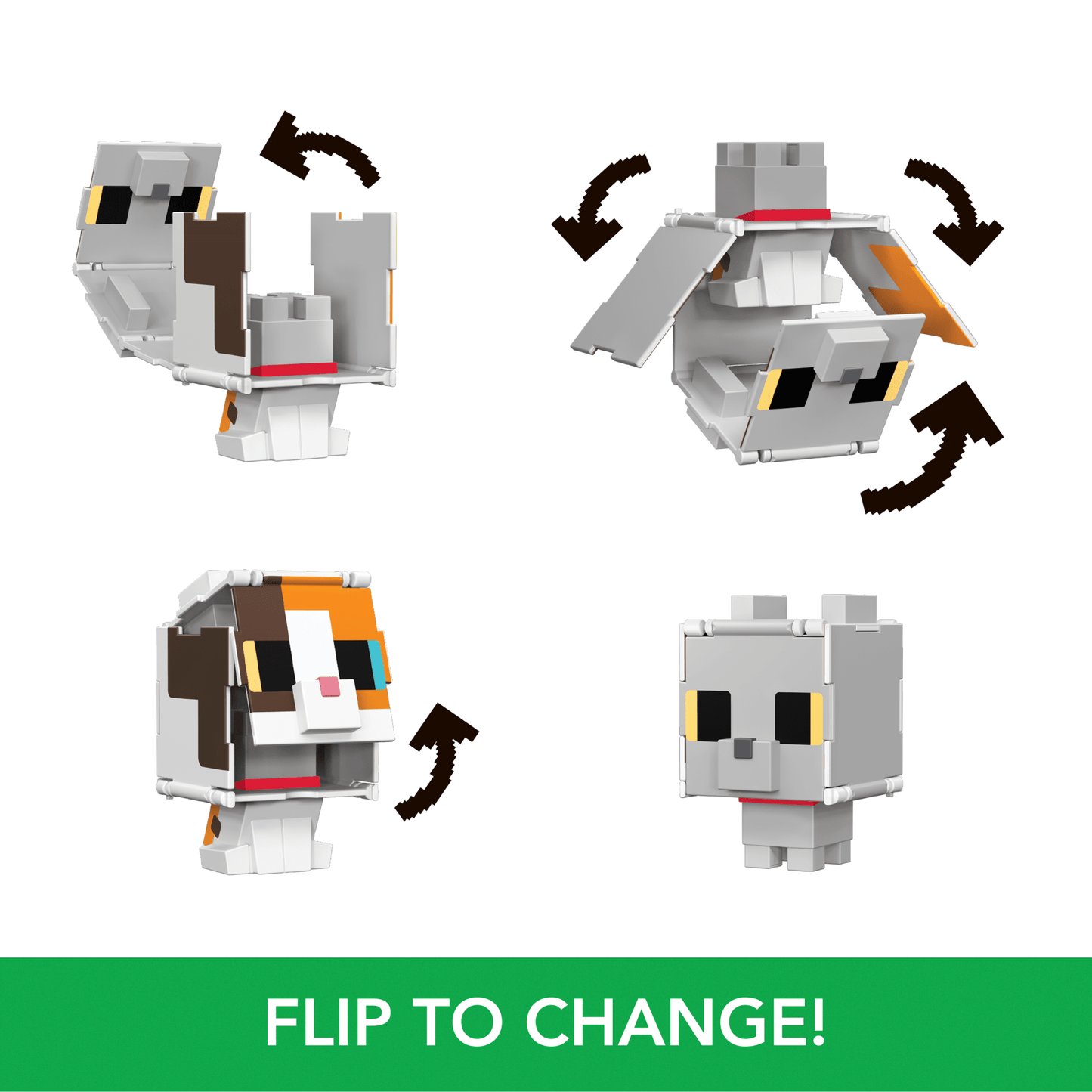 Minecraft Flippin’ Figs Figures, 2-In-1 Fidget Play, 3.75-Inch Scale Collectible Toy (Characters May Vary)