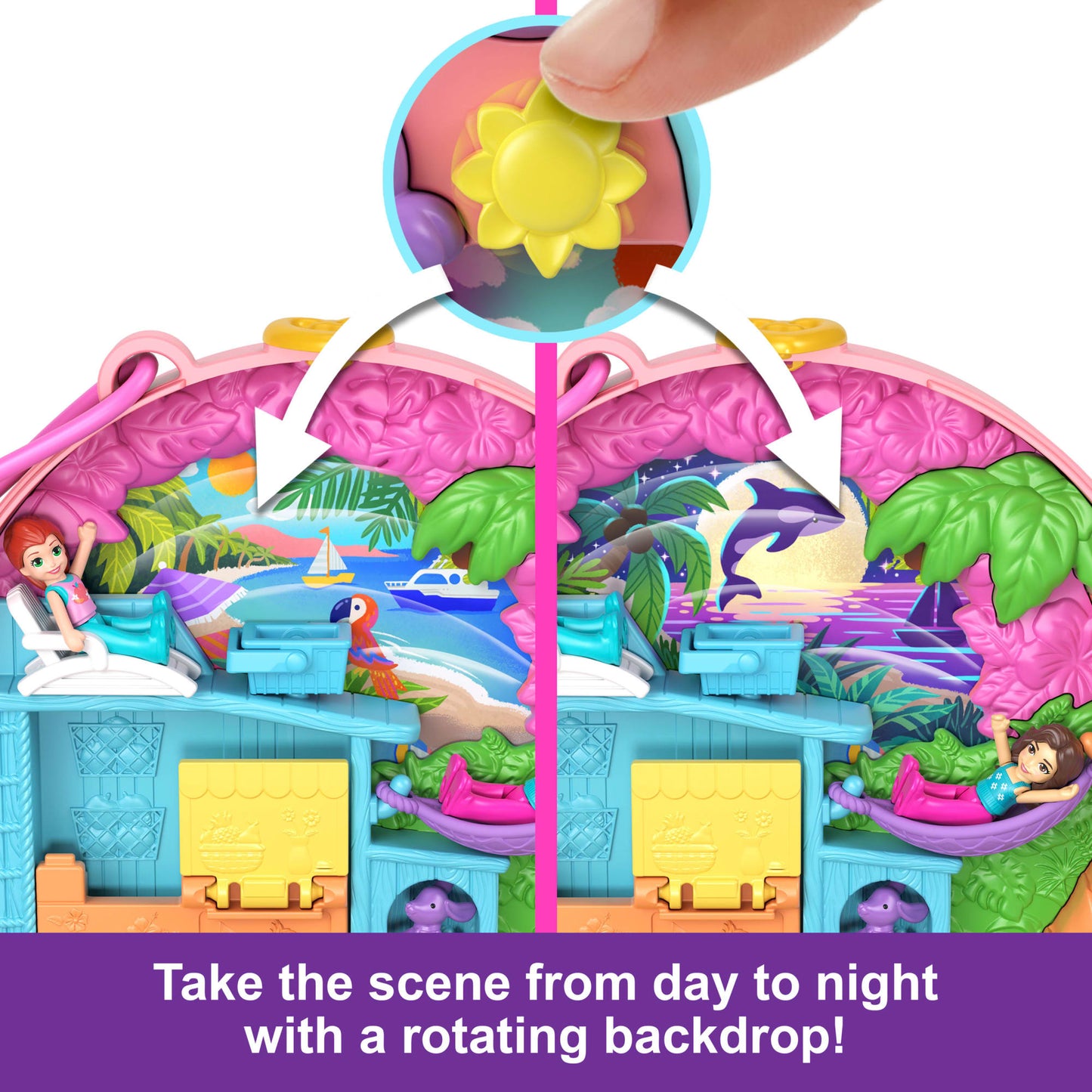Polly Pocket Adventure Moped Compact With 2 Micro Dolls And Pet, Travel Toy With Animal And Vehicle Accessories