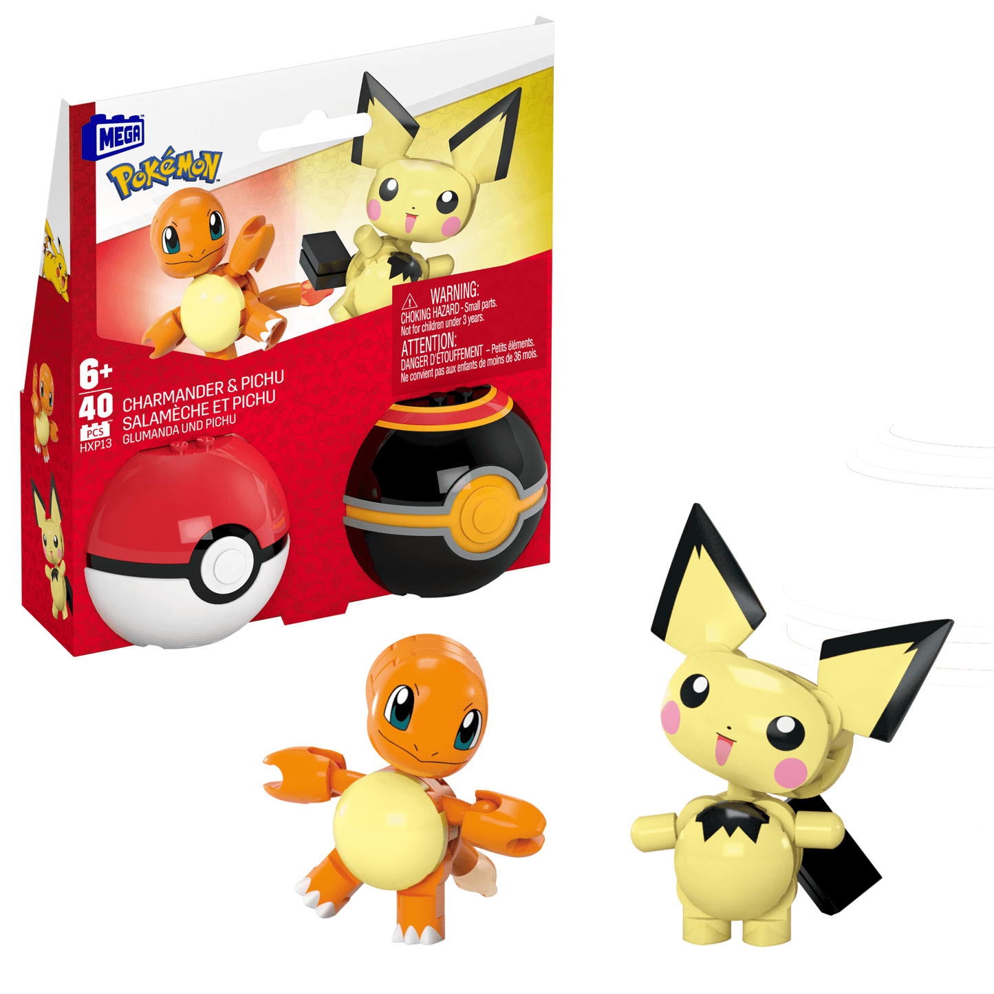 MEGA Pokémon Poké Ball 2-Pack Building Toy Kits With 2 Action Figures (40 Pieces) For Kids