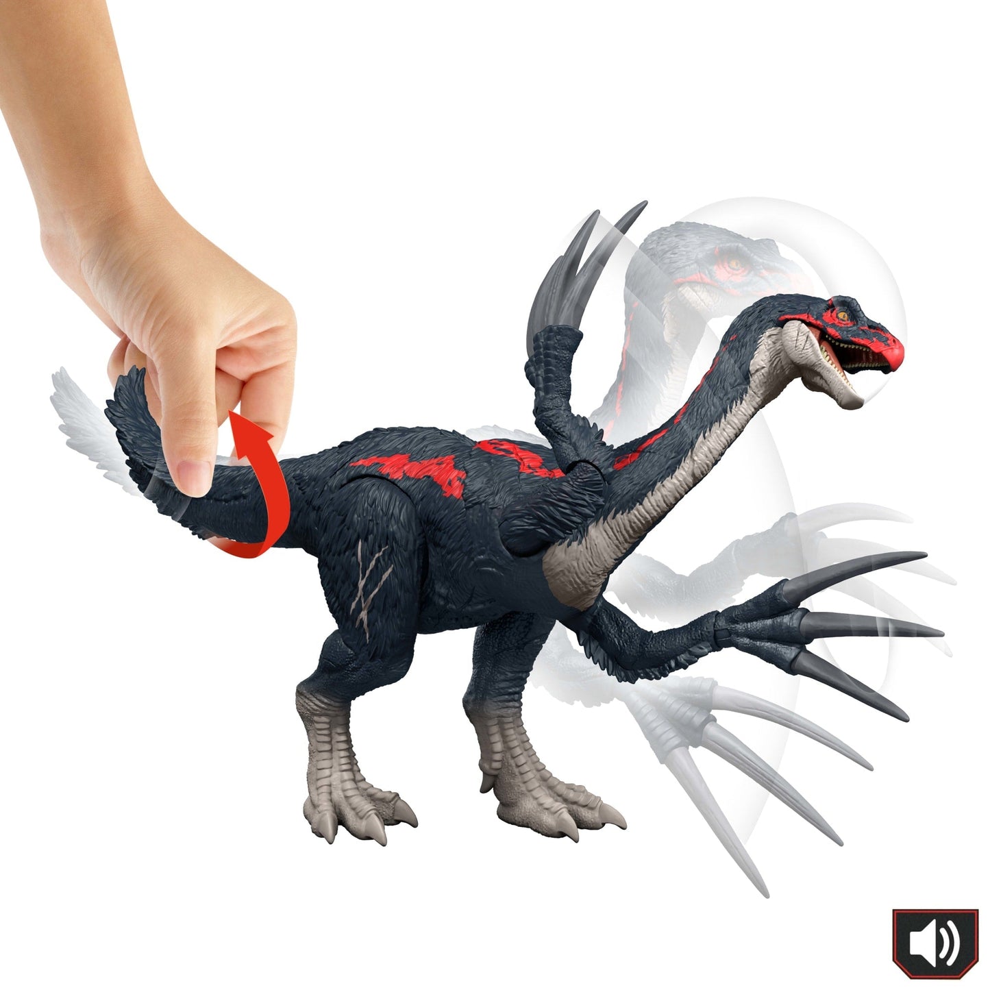 Figurine de Dinosaure Therizinosaurus Slash N Roar Monde Jurassique, Jouet D’Attaque Émettant des Sons, La Théorie du Chaos