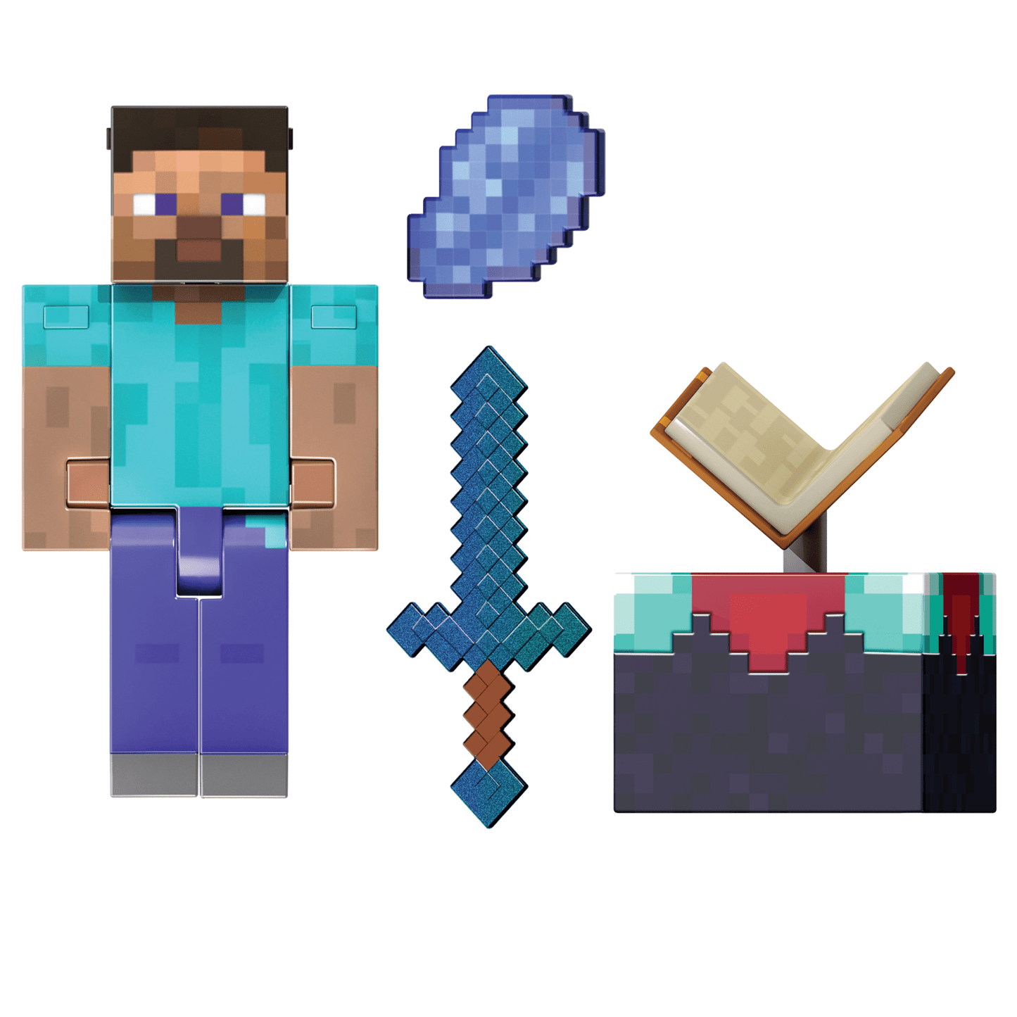 Minecraft-Steve Diamond Level-Figurine Articulée 14Cm et Accessoires
