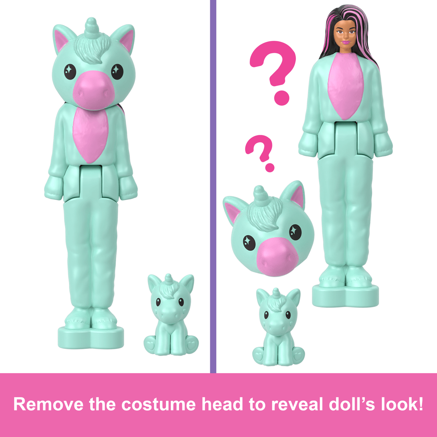 Barbie Mini Barbieland Cutie Reveal Doll & Pet, 1.5-inch Color Dream Series