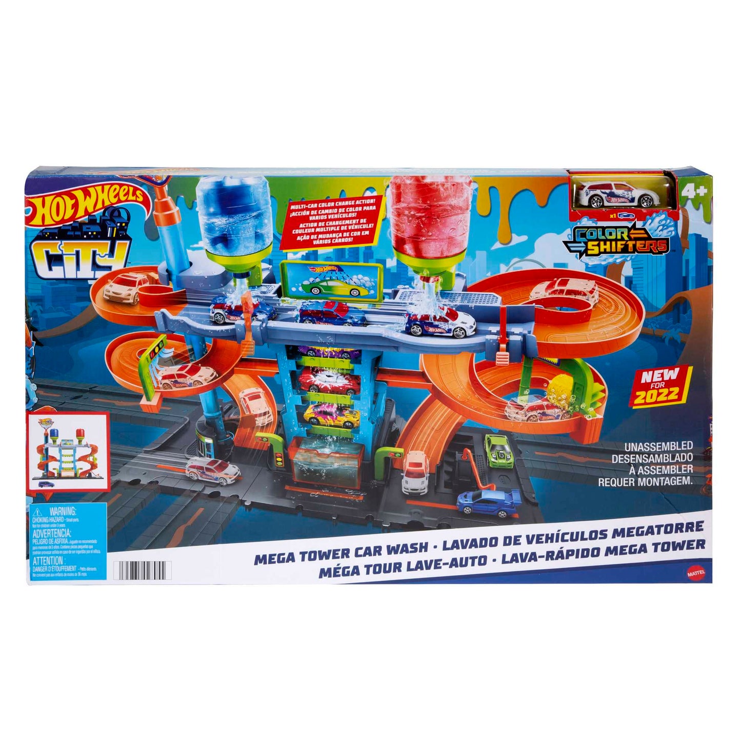 Hot Wheels City Pista de Brinquedo Lava-rápido Mega Torre