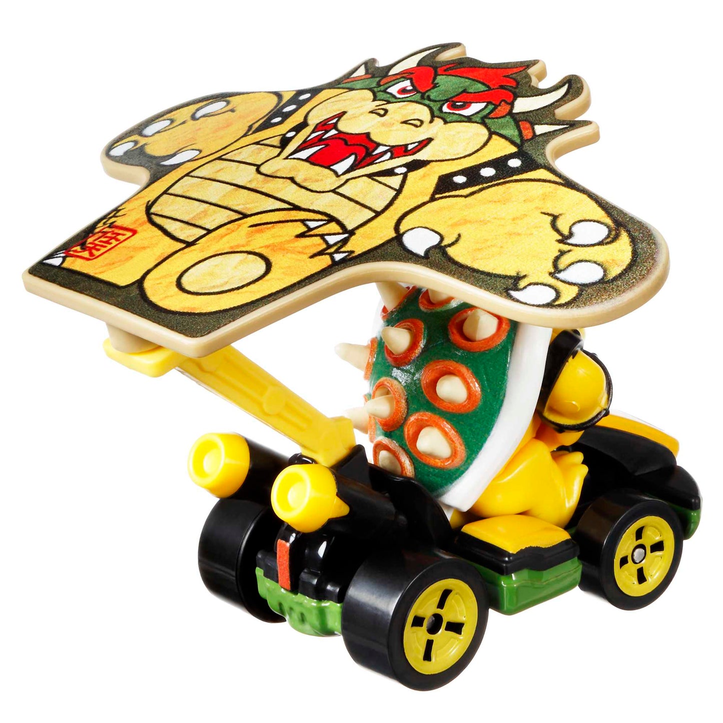 Hot Wheels Mario Kart Veículo de Brinquedo Bowser Padrão Kart com Paraquedas