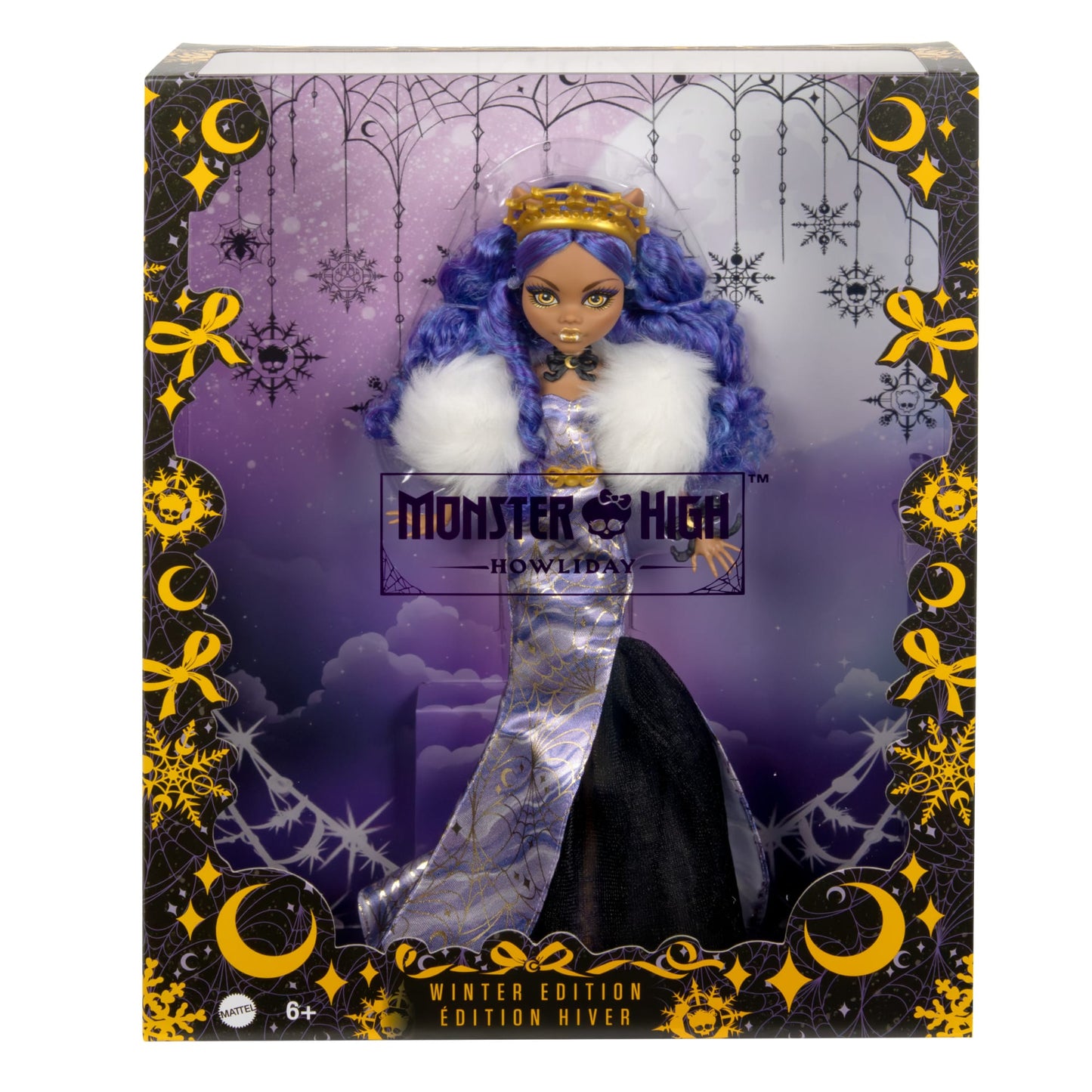 Monsterhigh-Fêtes de Fin D’Année-Poupée Clawdeen Wolf Robe Violette