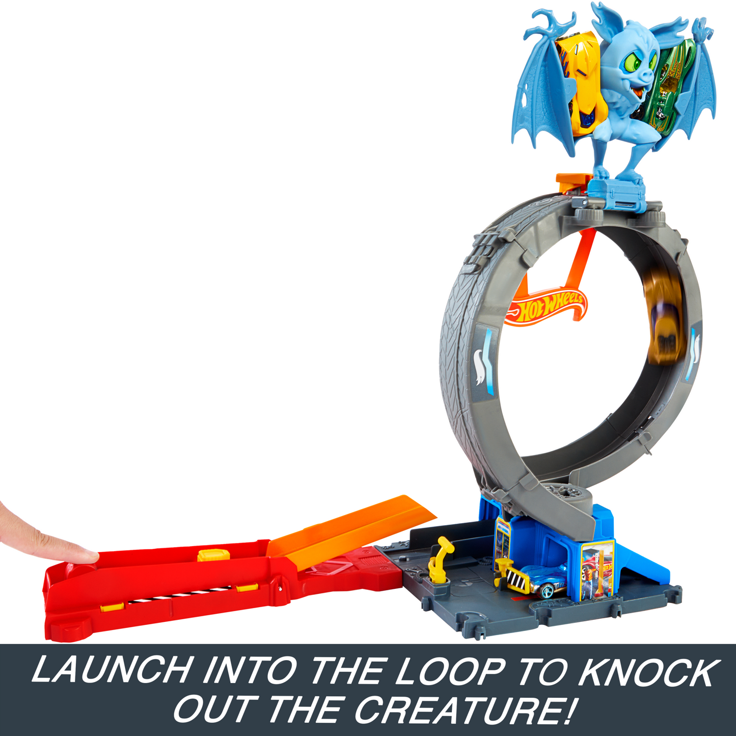 Hot Wheels City Bat Loop Attack Playset & 1:64 Scale Toy Car, Featured in The Series “Let's Race”