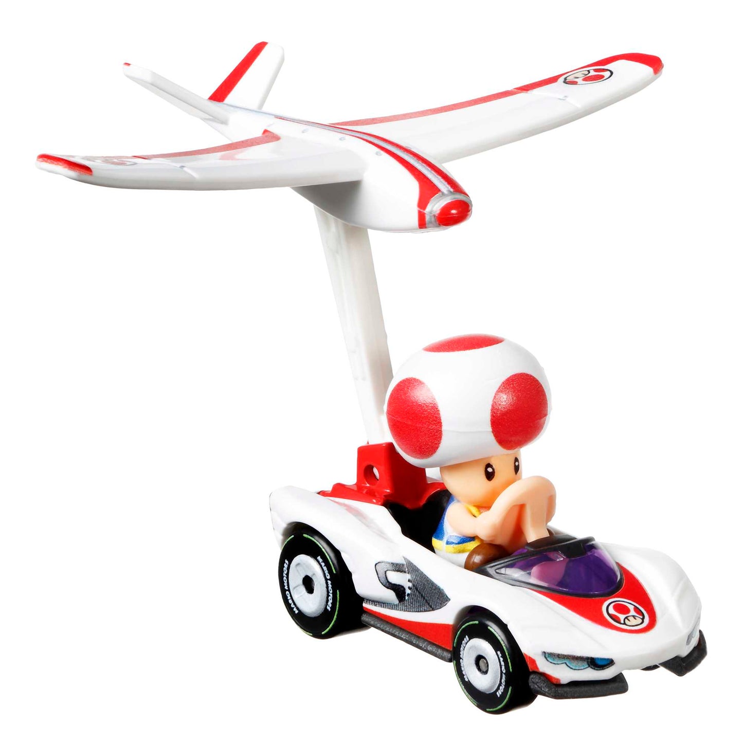 Hot Wheels Mario Kart Veículo de Brinquedo Toad P-Wing com Plane Glider