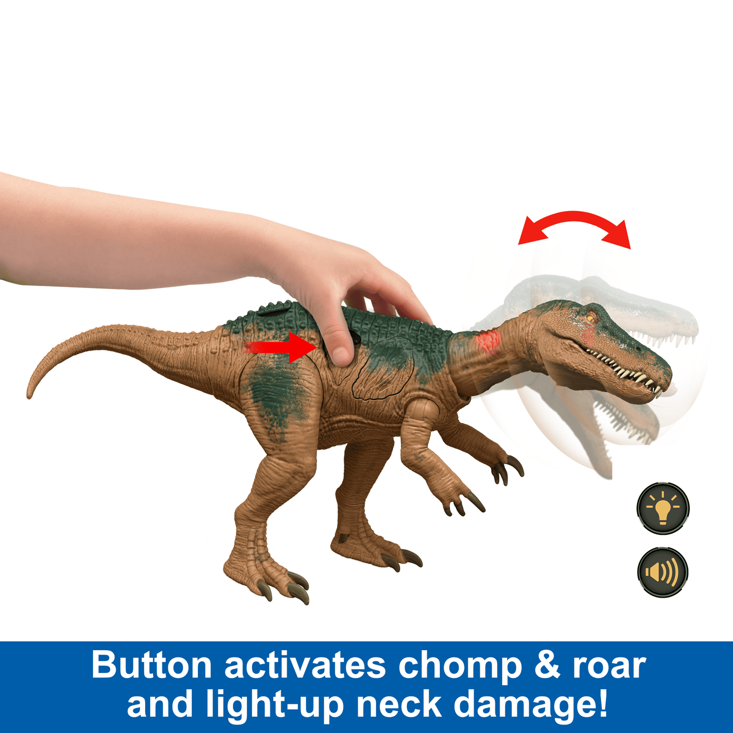 Jurassic World Epic Attack Baryonyx Dinosaur Toy Figure, Double Damage, Lights & Sounds