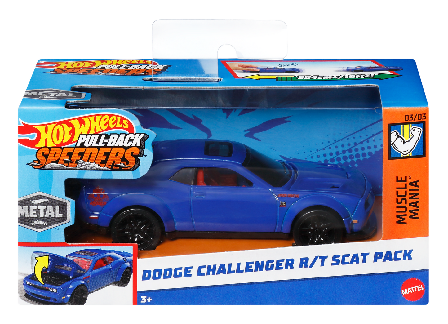 Hot Wheels Pull-Back Speeders Toy Car in 1:43 Scale, Pull Car Backward & Release To Race