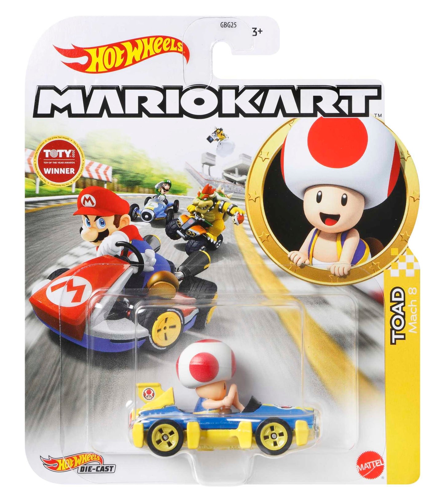Hot Wheels Mario Kart Veículo de Brinquedo Toad Mach 8