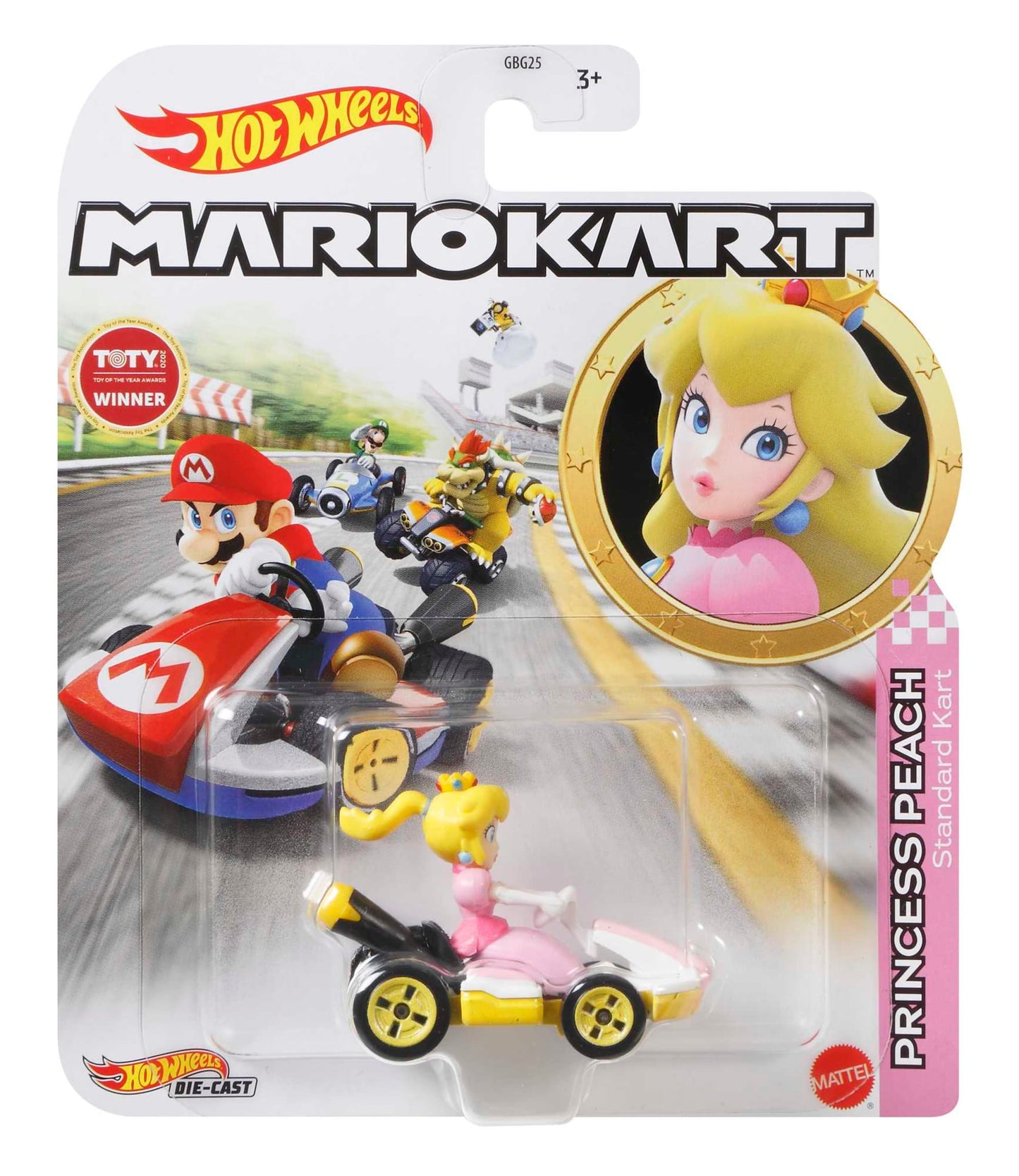 Hot Wheels Mario Kart Vehículo de Juguete Princesa Peach Estándar Kart