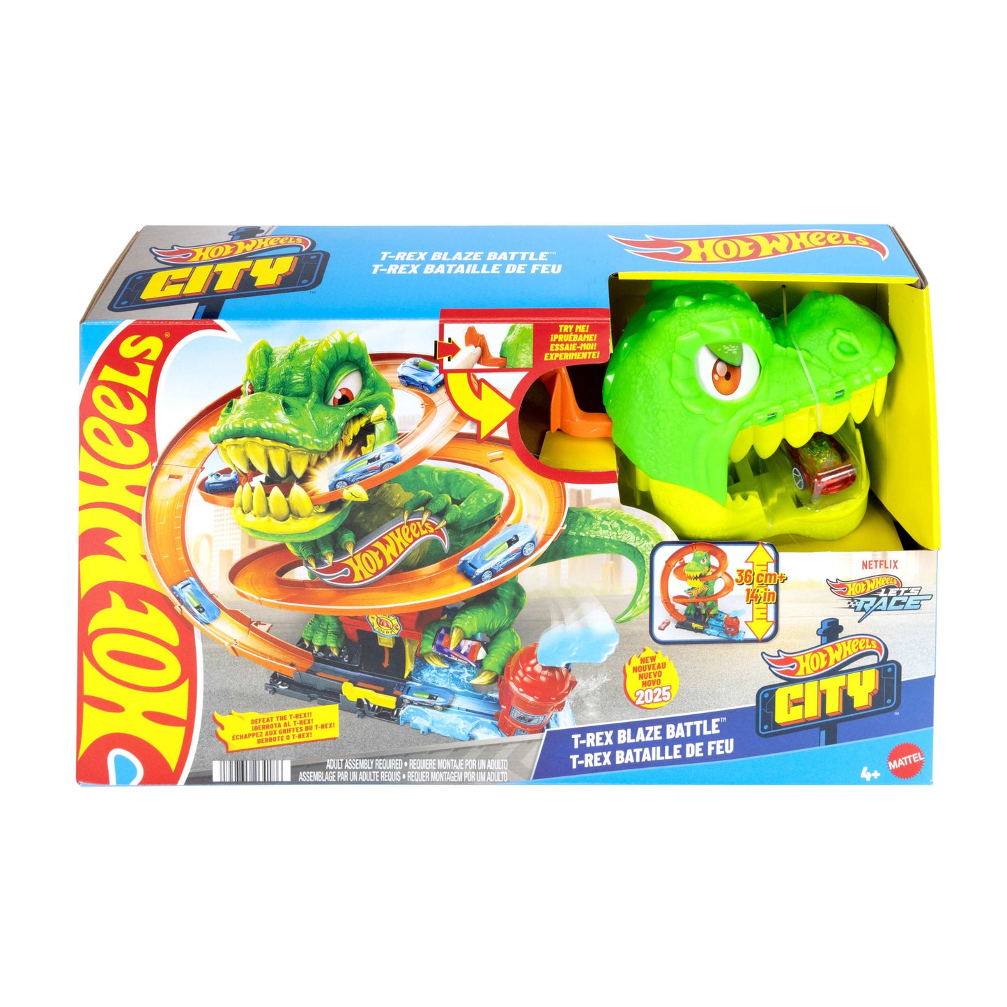 Hot Wheels City Pista de Brinquedo T-Rex x Quartel de Bombeiros