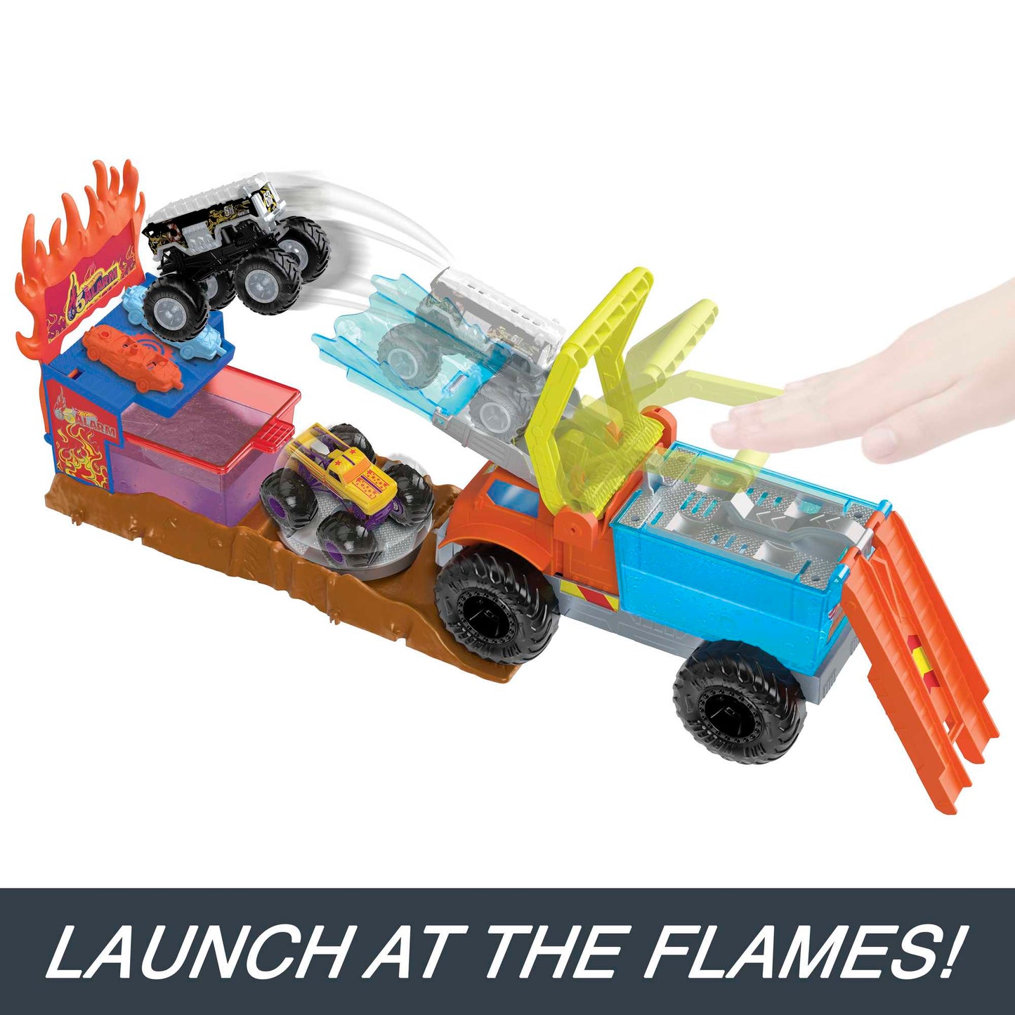 Hot Wheels Monster Trucks Arena Smashers Color Shifters 5-Alarm Rescue Playset