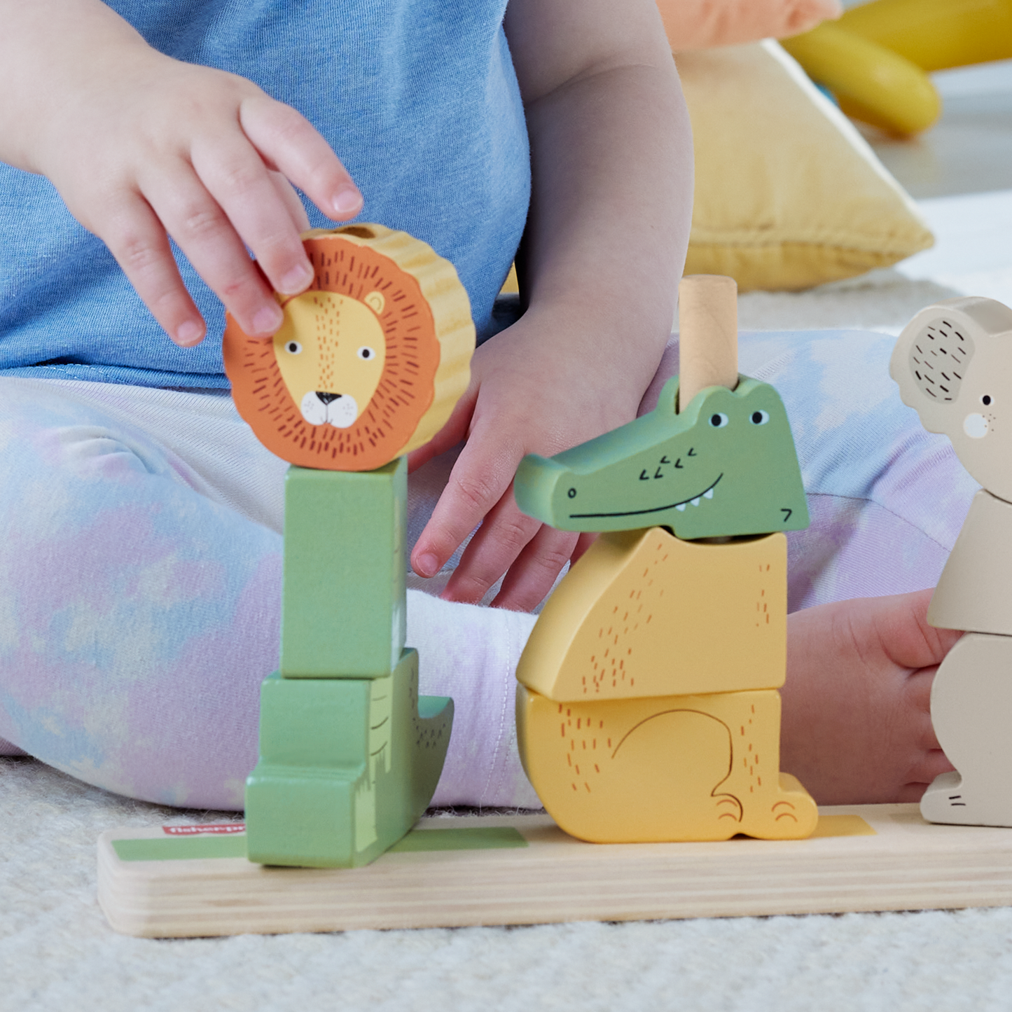 Fisher-Price Animaux en Bois à Empiler et Trier, 10 Éléments