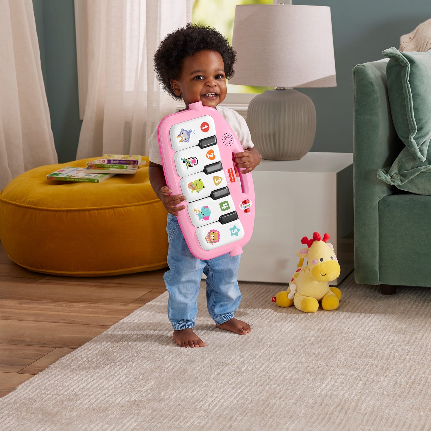 Fisher-Price  Tapis Piano Lumières et Apprentissage, Pour Bébé, Rose