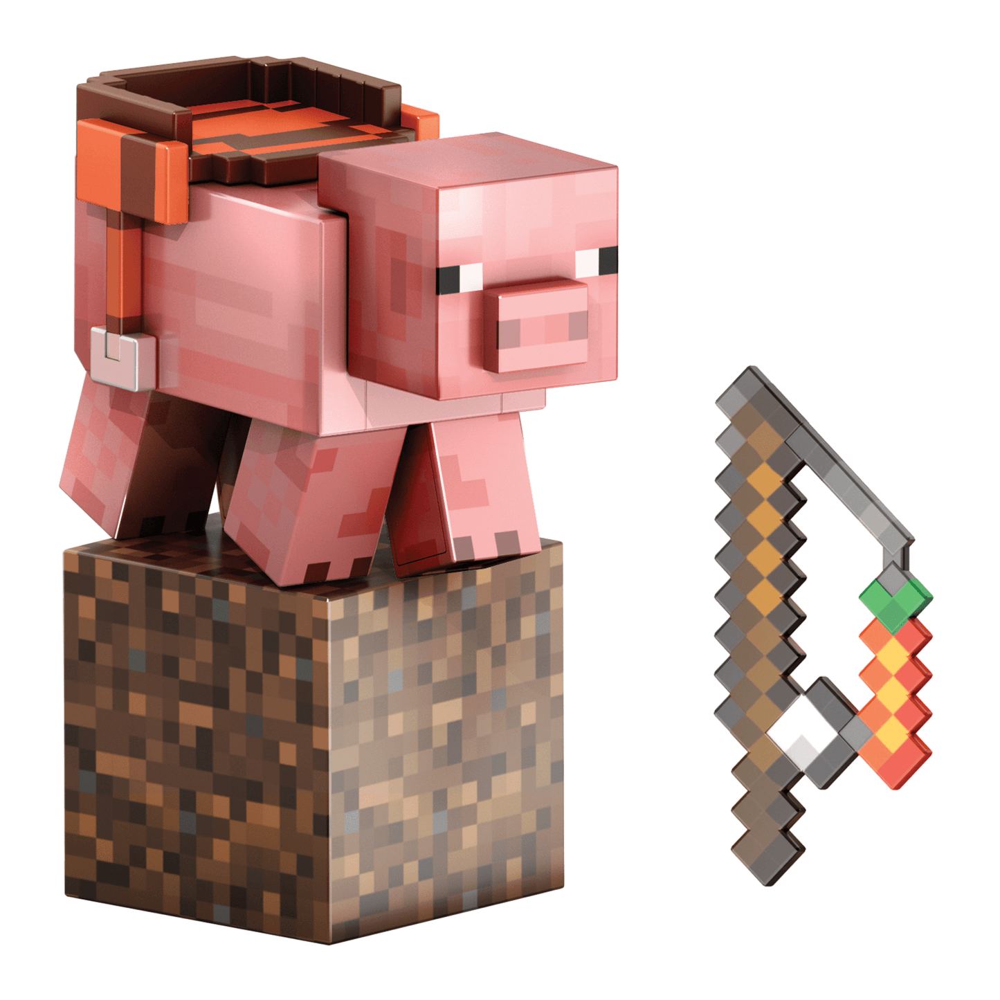 Minecraft Diamond Level Pig Action Figure, 4 Accessories, 5.5-in Collector Scale