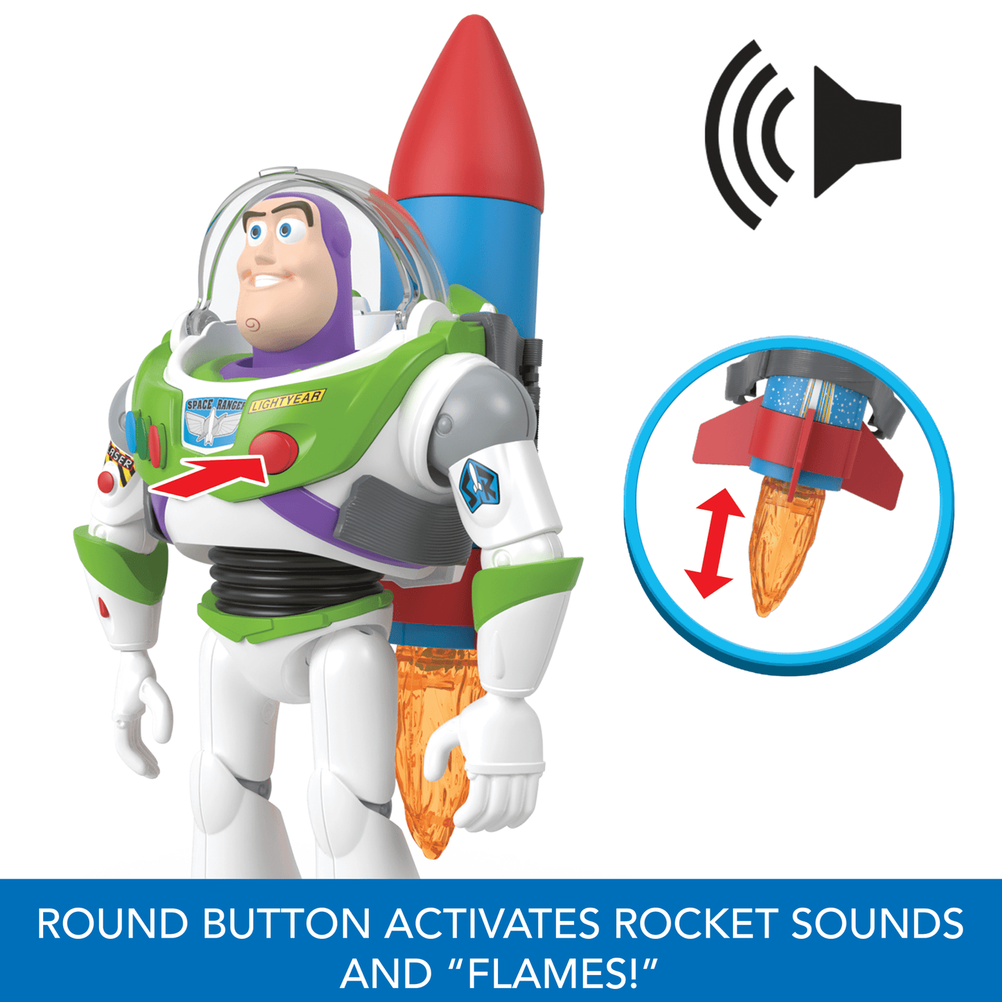 Disney And Pixar Toy Story Buzz Lightyear 10-Inch Action Figure Toy With Rocket & Sounds