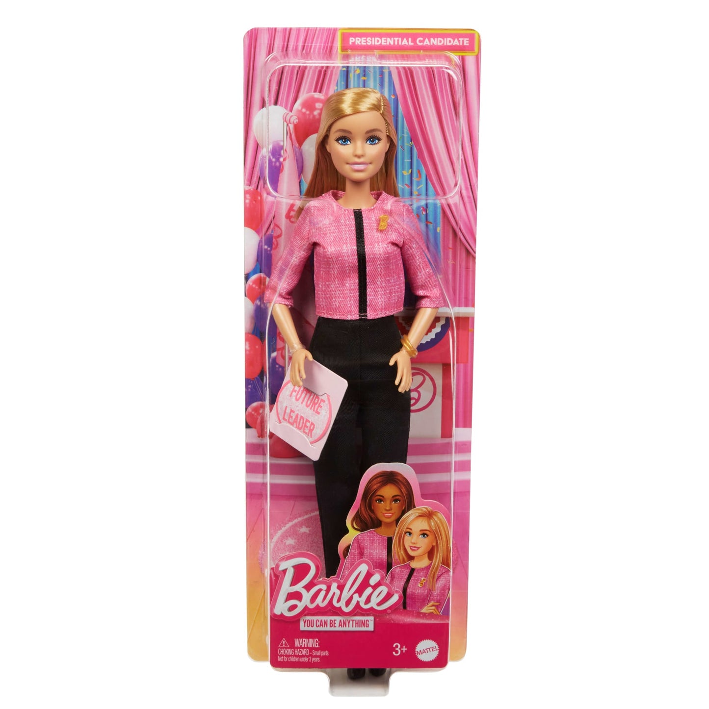 Barbie Future Leader Doll, Blonde, Wearing Outfit With 2 Golden Bracelets & Pin
