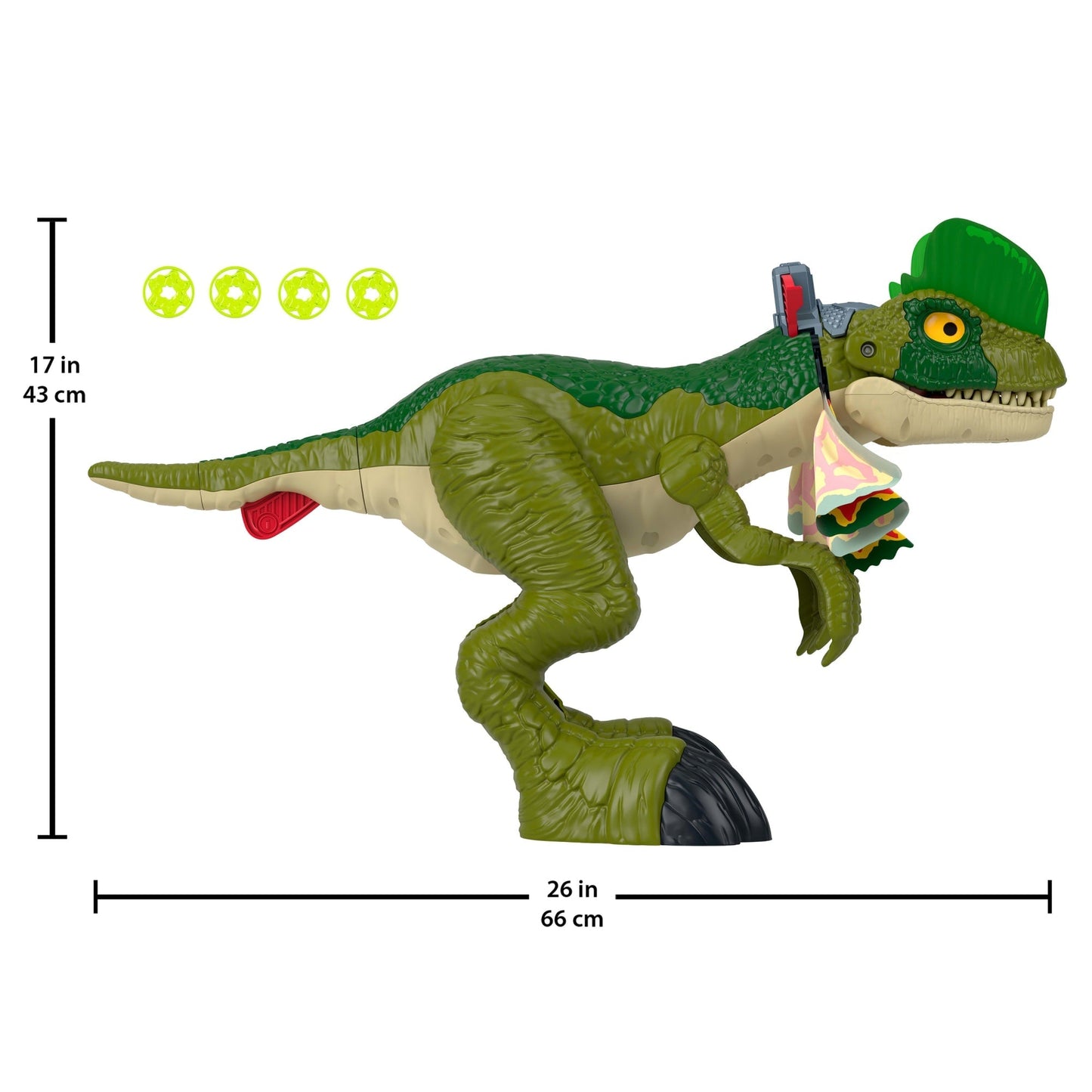 Imaginext Jurassic World Thrash Attack Dilophosaurus Dinosaur Toy With Lights & Sounds For Kids