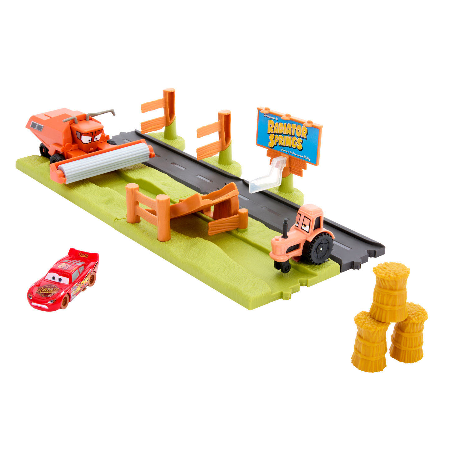Disney And Pixar Cars Frank Escape & Stunt Race Playset With Lightning Mcqueen Toy Car