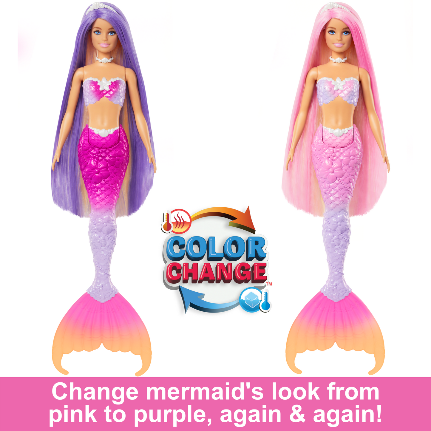 Barbie “Malibu” Mermaid Doll With Color Change Feature, Pet Dolphin And Accessories