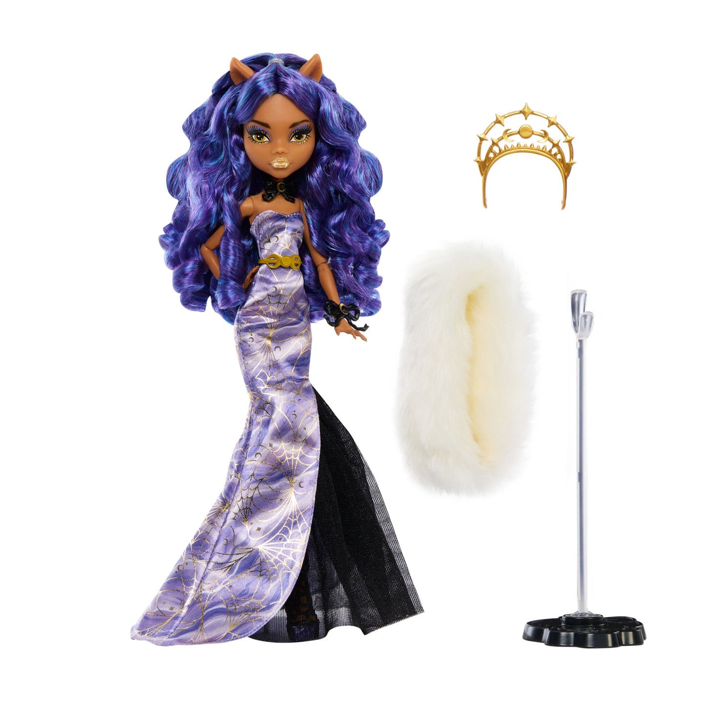 Monsterhigh-Fêtes de Fin D’Année-Poupée Clawdeen Wolf Robe Violette
