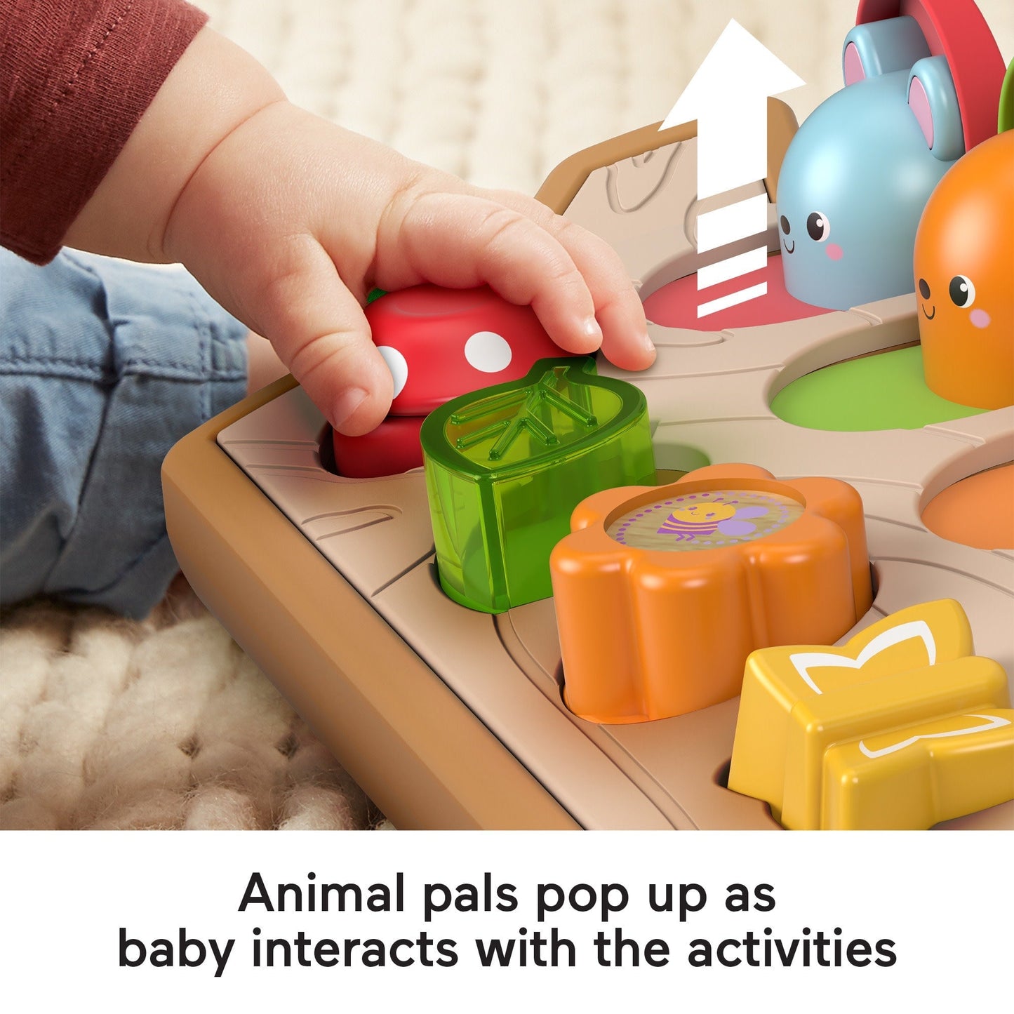 Fisher-Price Hide & Peek Pop-Up Animal-Themed Baby Sensory Activity Toy With Wood & Sounds