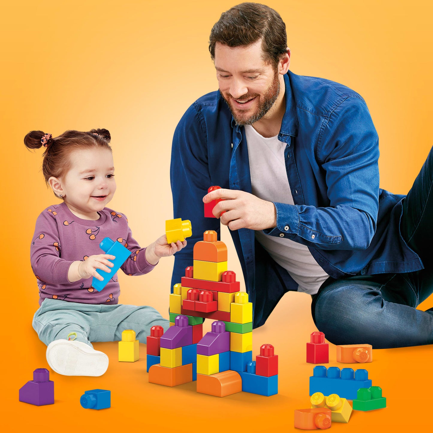 Mega Bloks Juguete de Construcción Bolsa de 60 bloques Azul