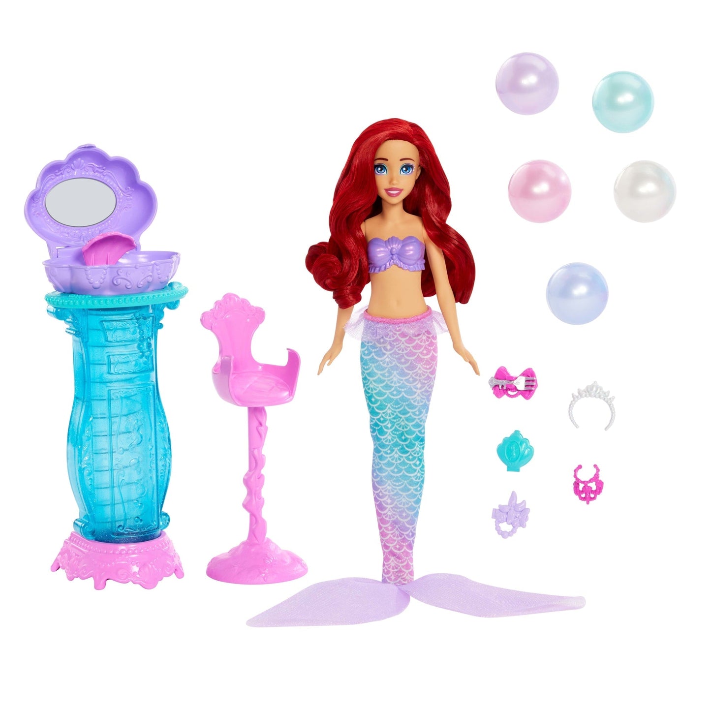 Disney Princess Ariel Vanity Pop Mermaid Fashion Doll & Vanity With 5 Pop-Up Surprises