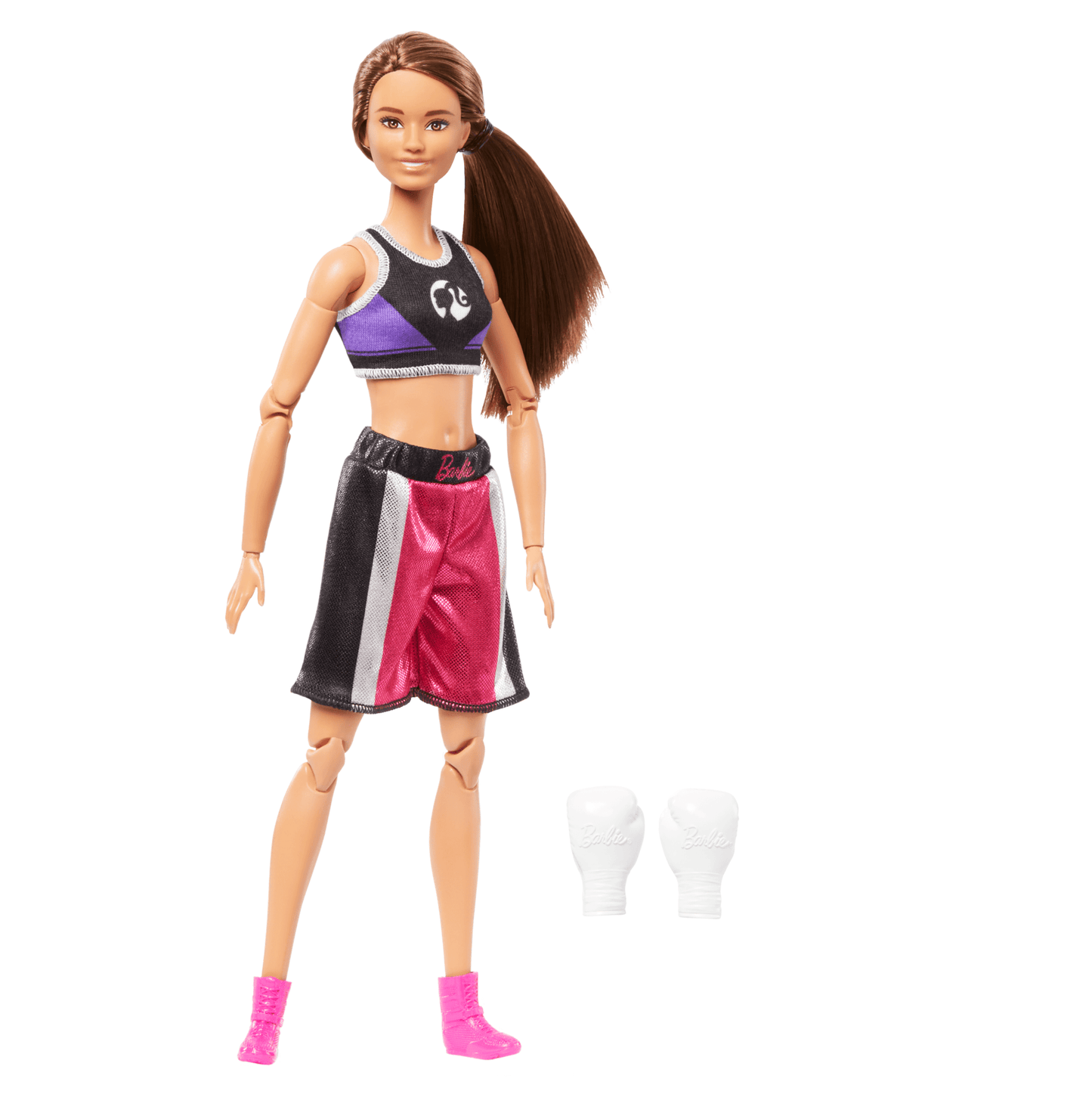Barbie Made To Move Boxer Doll & Accessories, Brunette Doll Wearing Uniform With Boxing Gloves