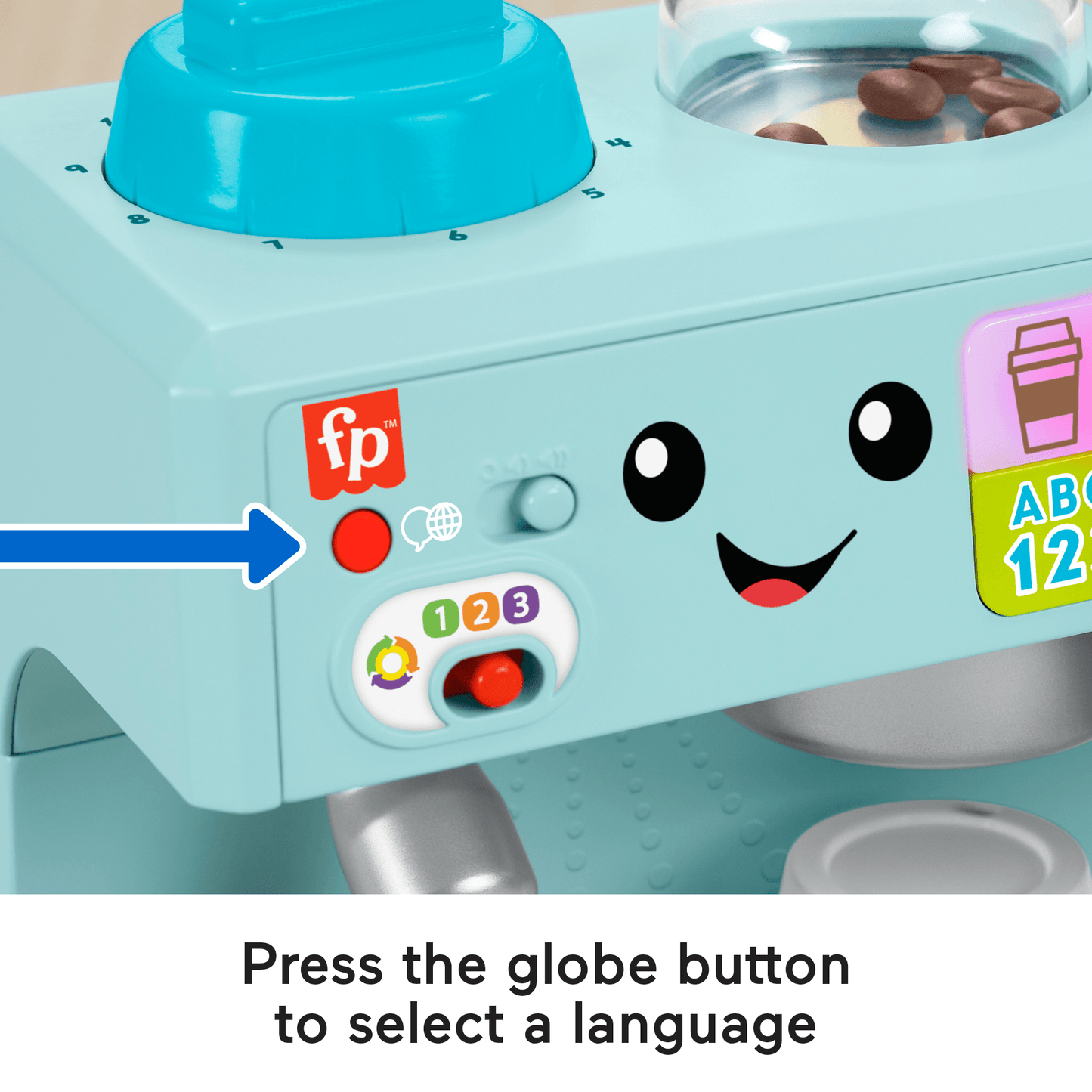 Fisher-Price Laugh & Learn Learn & Serve Coffee Café Toddler Electronic Toy, 10 Play Pieces, Multilanguage Version