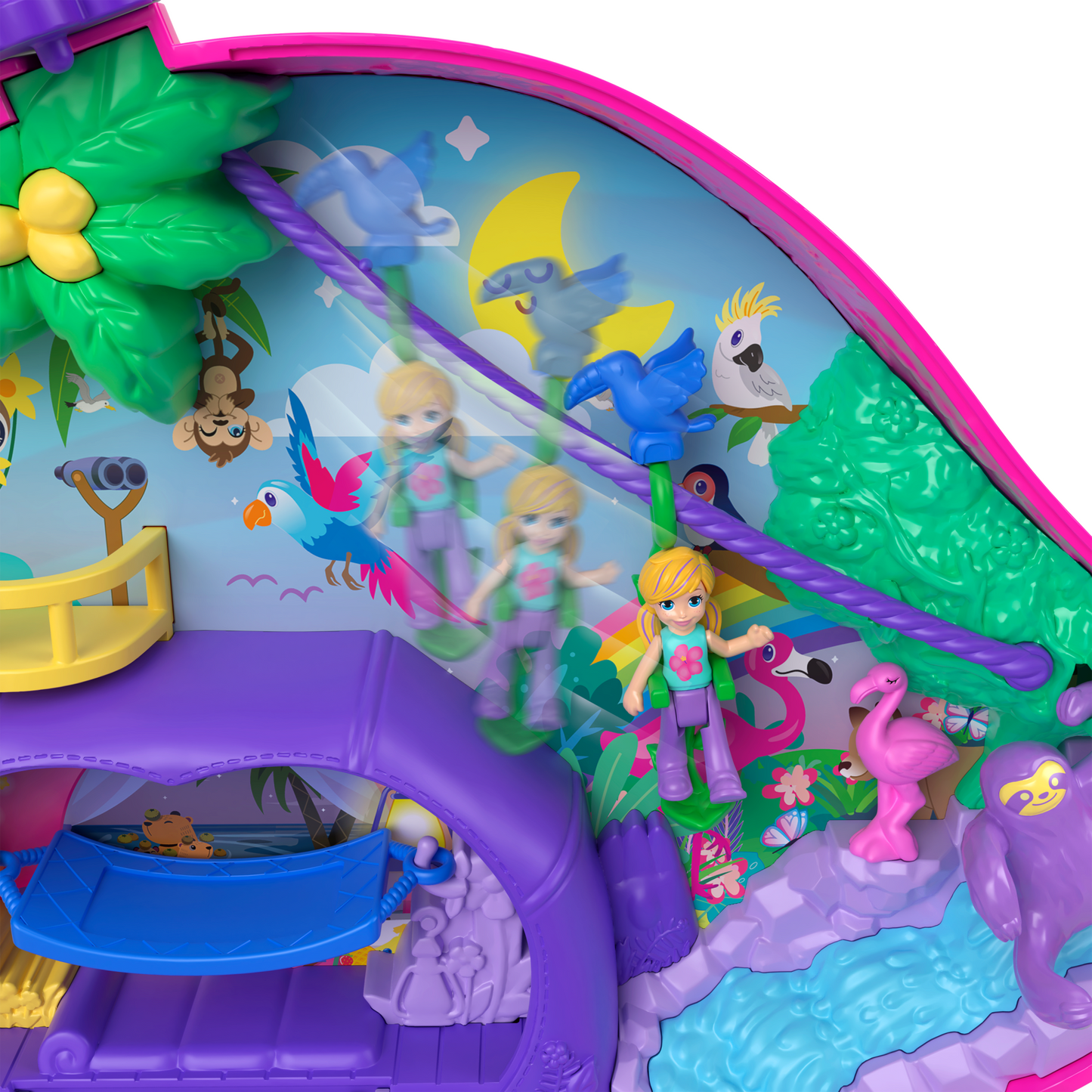 Pollypocket-La Famille des Paresseux-Coffret 2en1, Jouet de Voyage