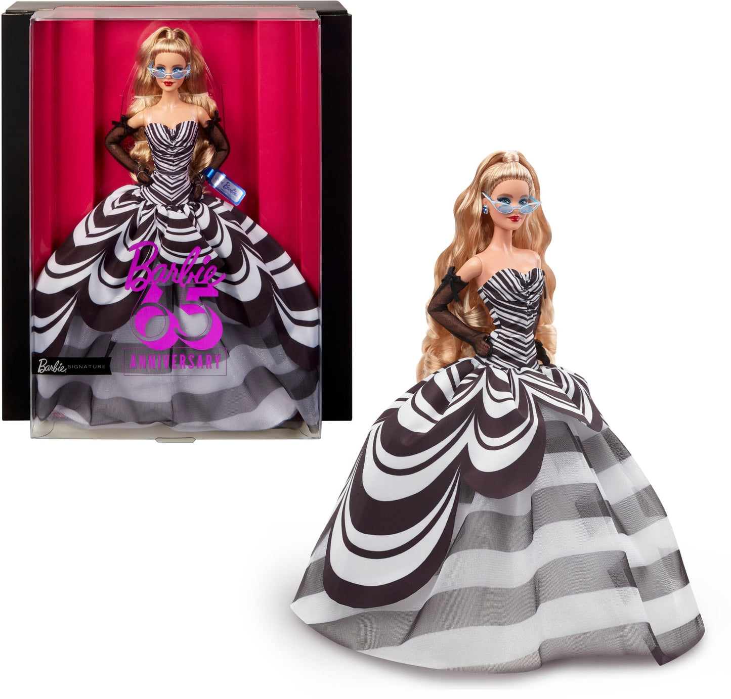 Barbie Signature 65th Anniversary Collectible Doll With Blonde Hair And Black And White Gown
