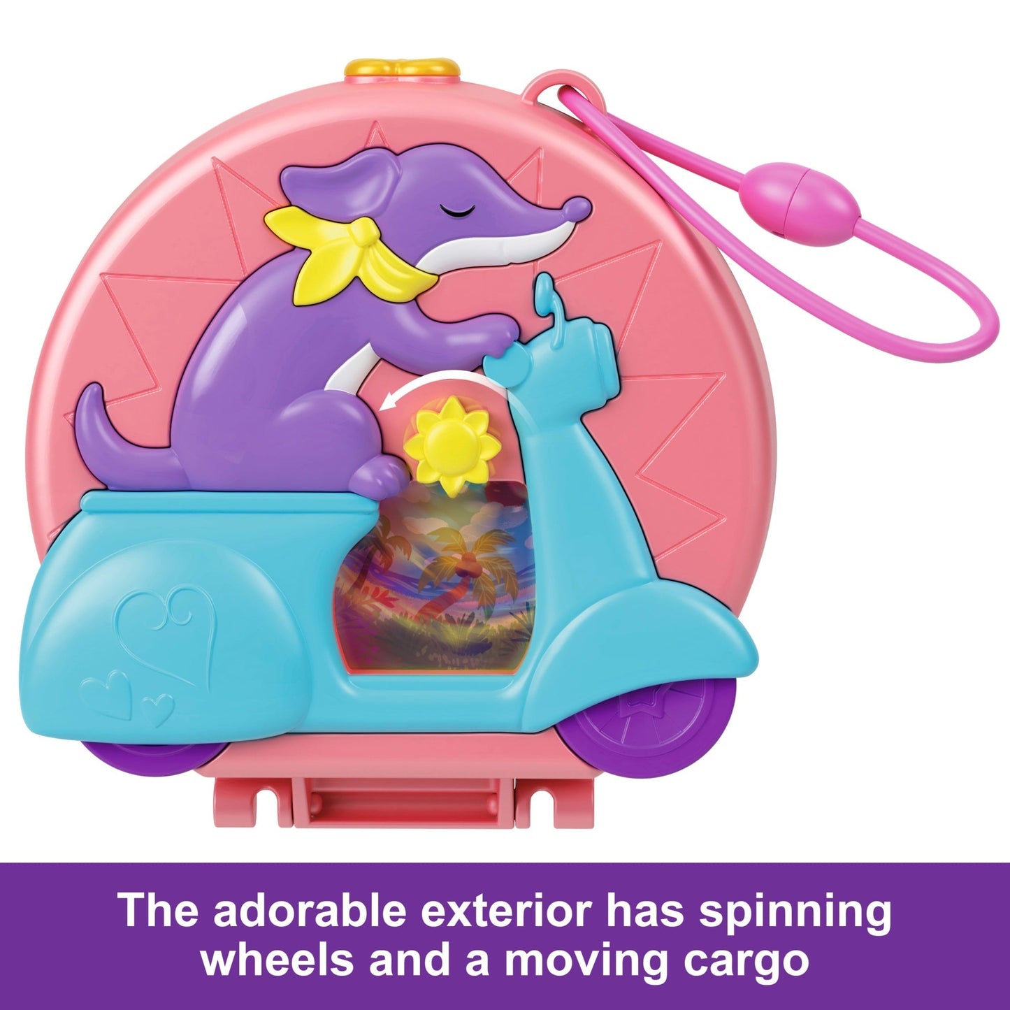 Polly Pocket Adventure Moped Compact With 2 Micro Dolls And Pet, Travel Toy With Animal And Vehicle Accessories
