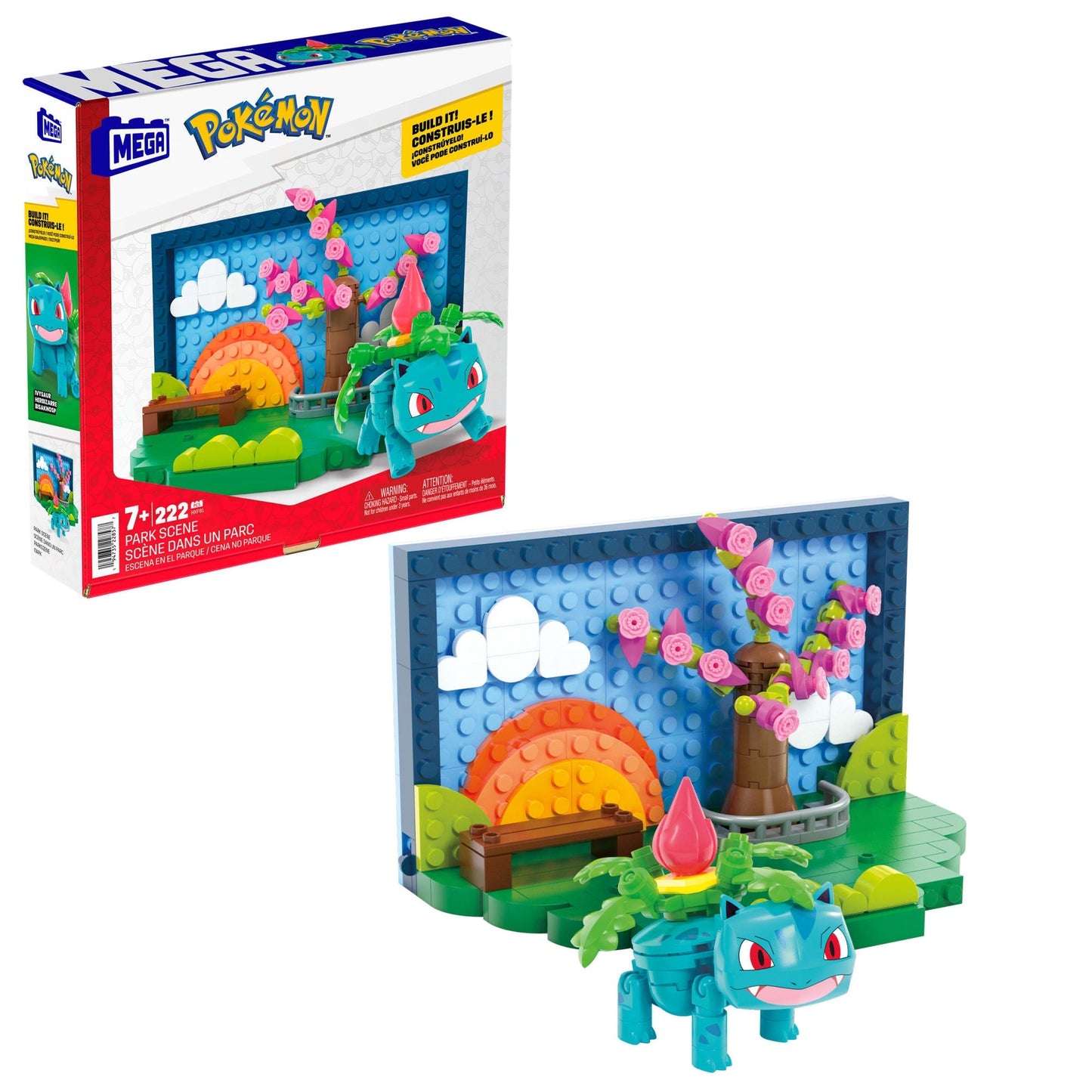 Mega  Pokémon  Coffret de Construction Pour enfants Avec 1Figurine  Scène du Parc (220Pièces)