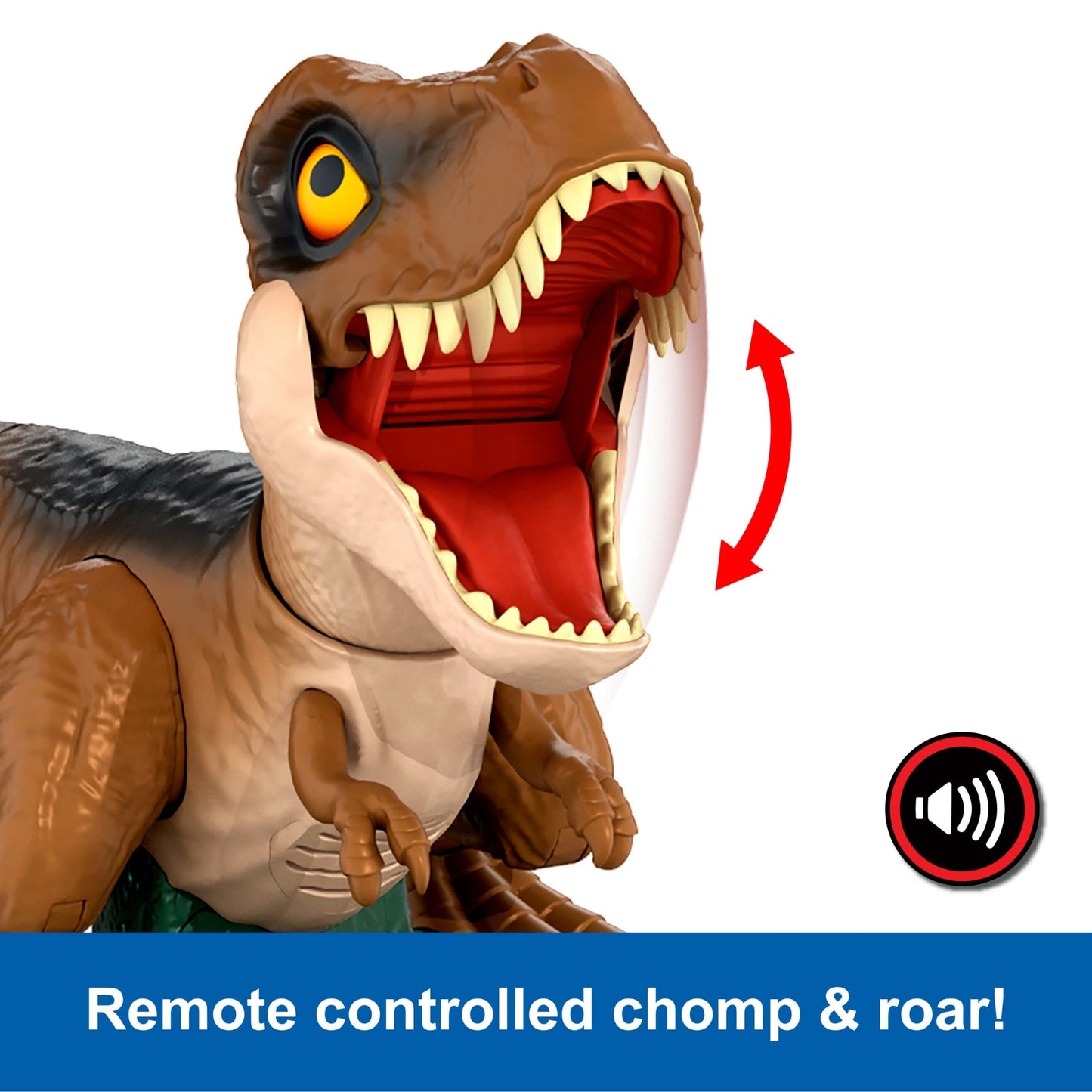 Jurassic World Roarin’ Frenzy T Rex RC Toy, Motorized Remote Control Tyrannosaurus Rex Dinosaur