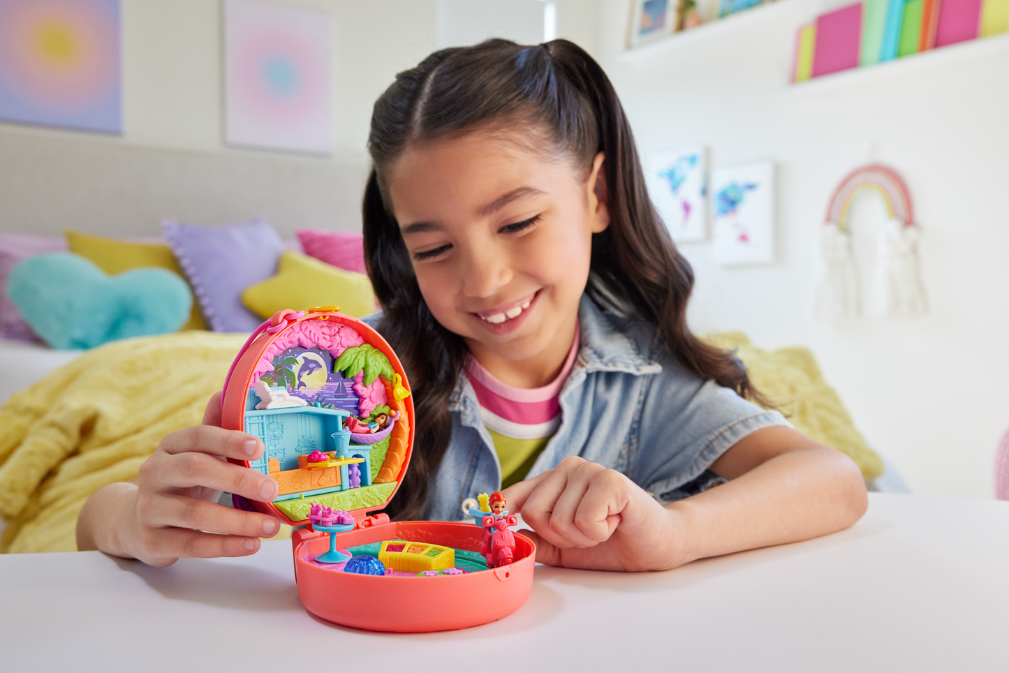 Polly Pocket Adventure Moped Compact With 2 Micro Dolls And Pet, Travel Toy With Animal And Vehicle Accessories