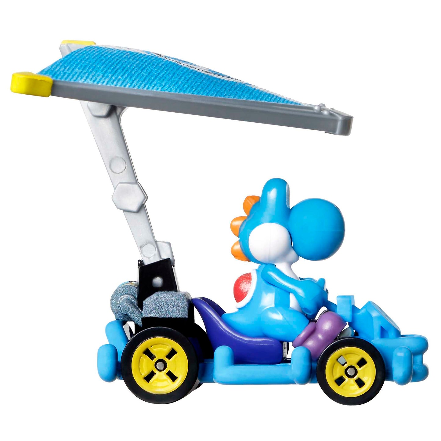 Hot Wheels Mario Kart Vehículo de Juguete Yoshi Azul Claro Pipe Frame con Super Glider