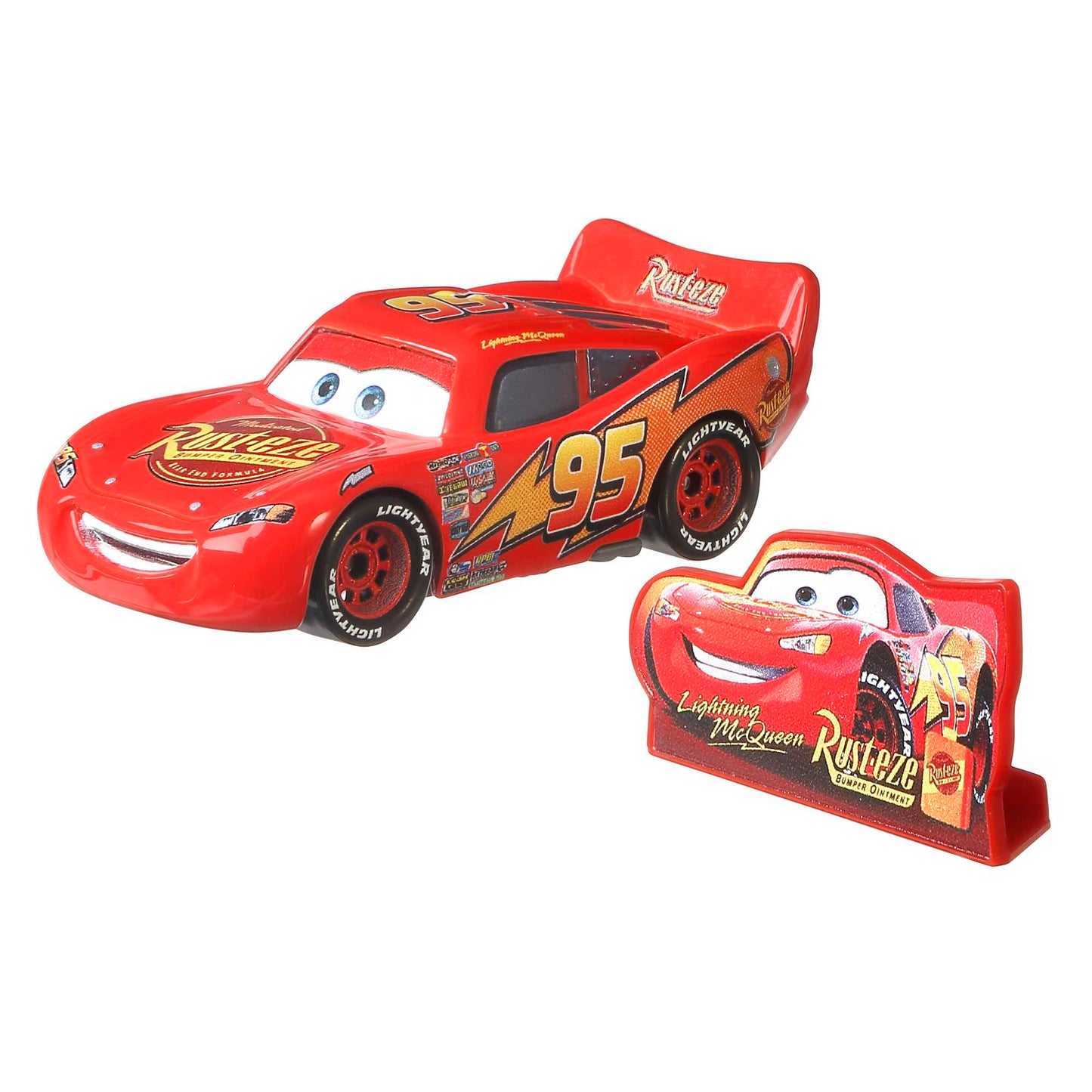 Cars de Disney y Pixar Vehículo de Juguete Rayo McQueen con Cartel