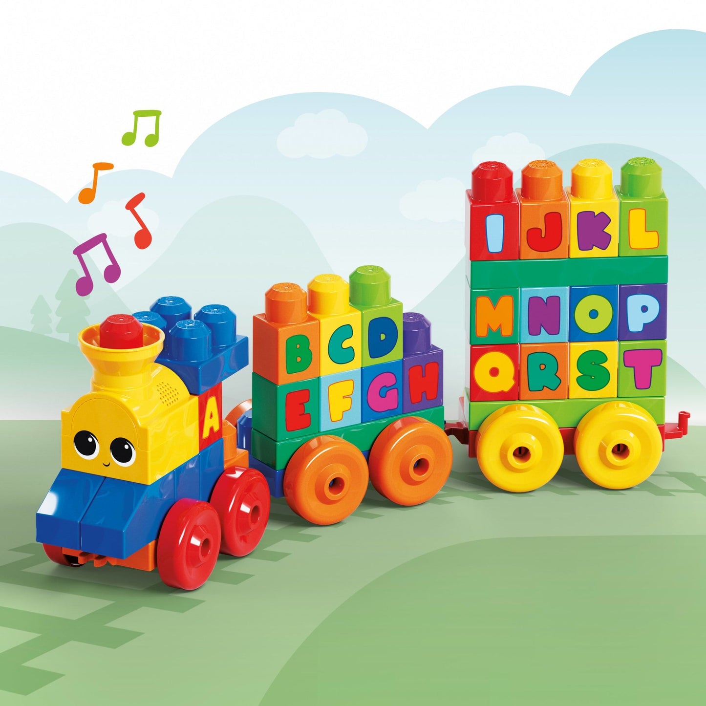 MEGA BLOKS First Builders ABC Musical Train Toy Building Blocks With Music (50 Pieces) For Toddler