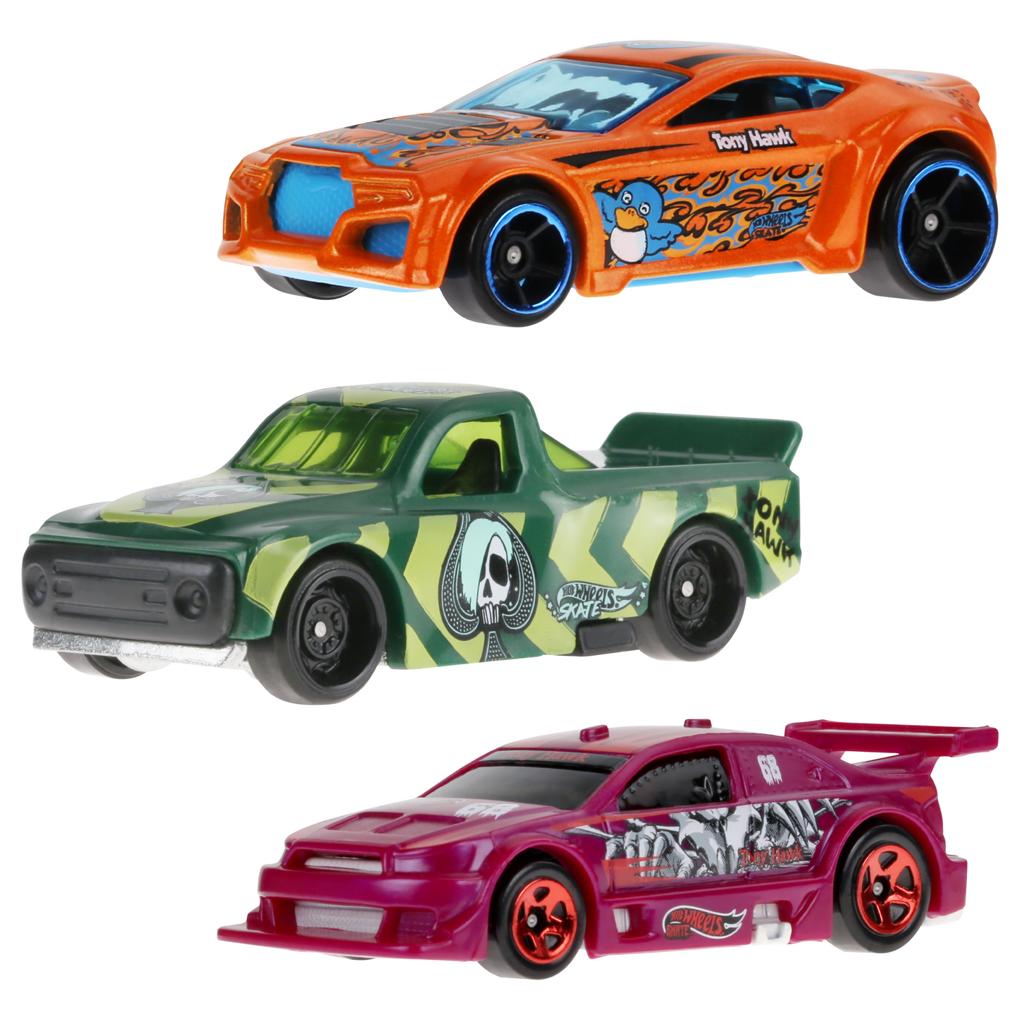 Hot Wheels Skate Vehículo de Juguete Patineta de Colección Pájaro Azul y Naranja con Diecast