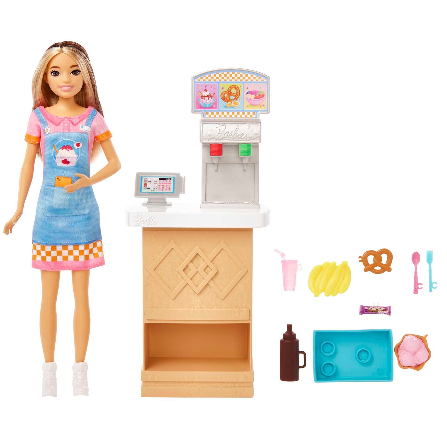 Barbie Toys, Skipper Doll And Snack Bar Playset With Color-Change Feature And Accessories, First Jobs