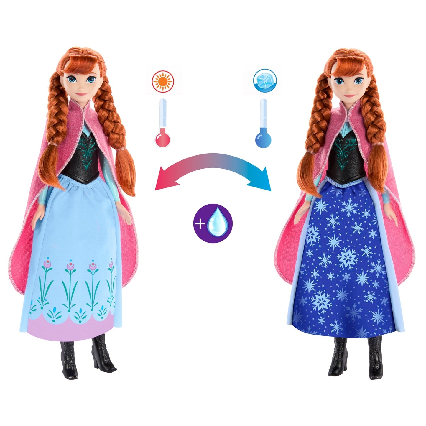 Disney La Reine des Neiges Anna et Sa Jupe Magique, Chang. de Couleur