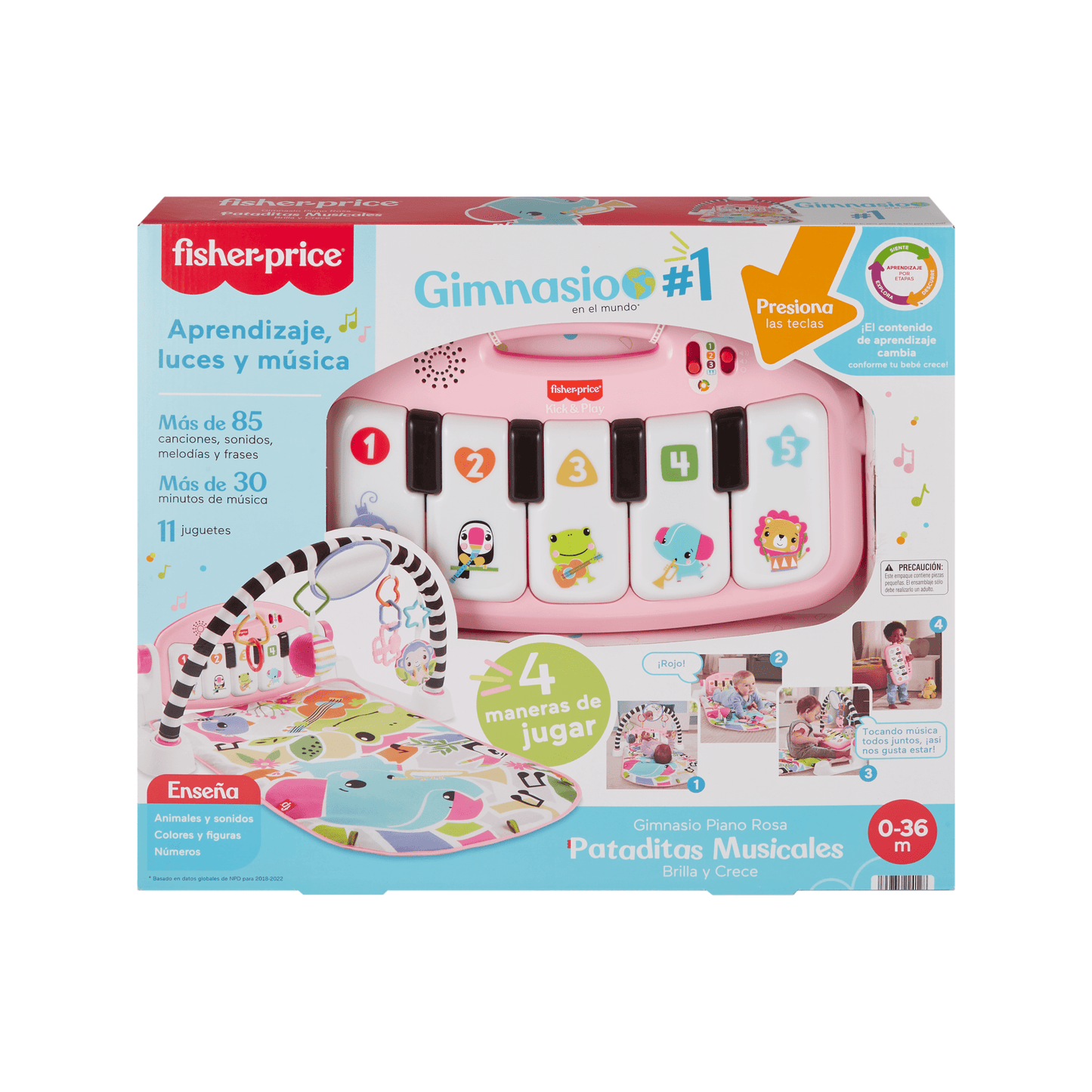 Fisher-Price Baby Gimnasio para Bebés Piano Pataditas Musicales Brilla y Crece Rosa