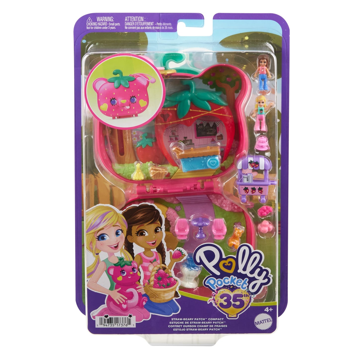 Pollypocket-Ourson Fraise-Coffret et Figurines, Jouet de Voyage