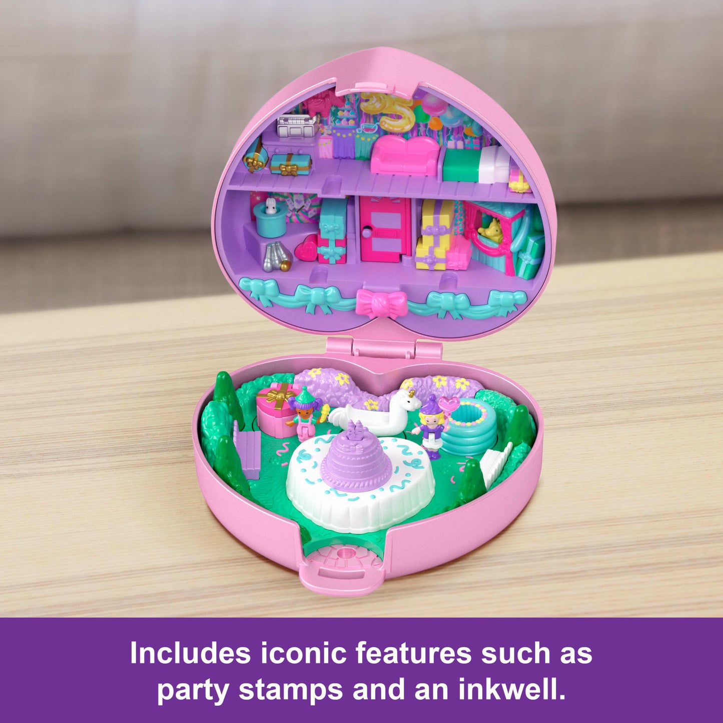 Polly Pocket Dolls And Playset, Collector Heritage Compact, 35Th Birthday Partytime Stamper