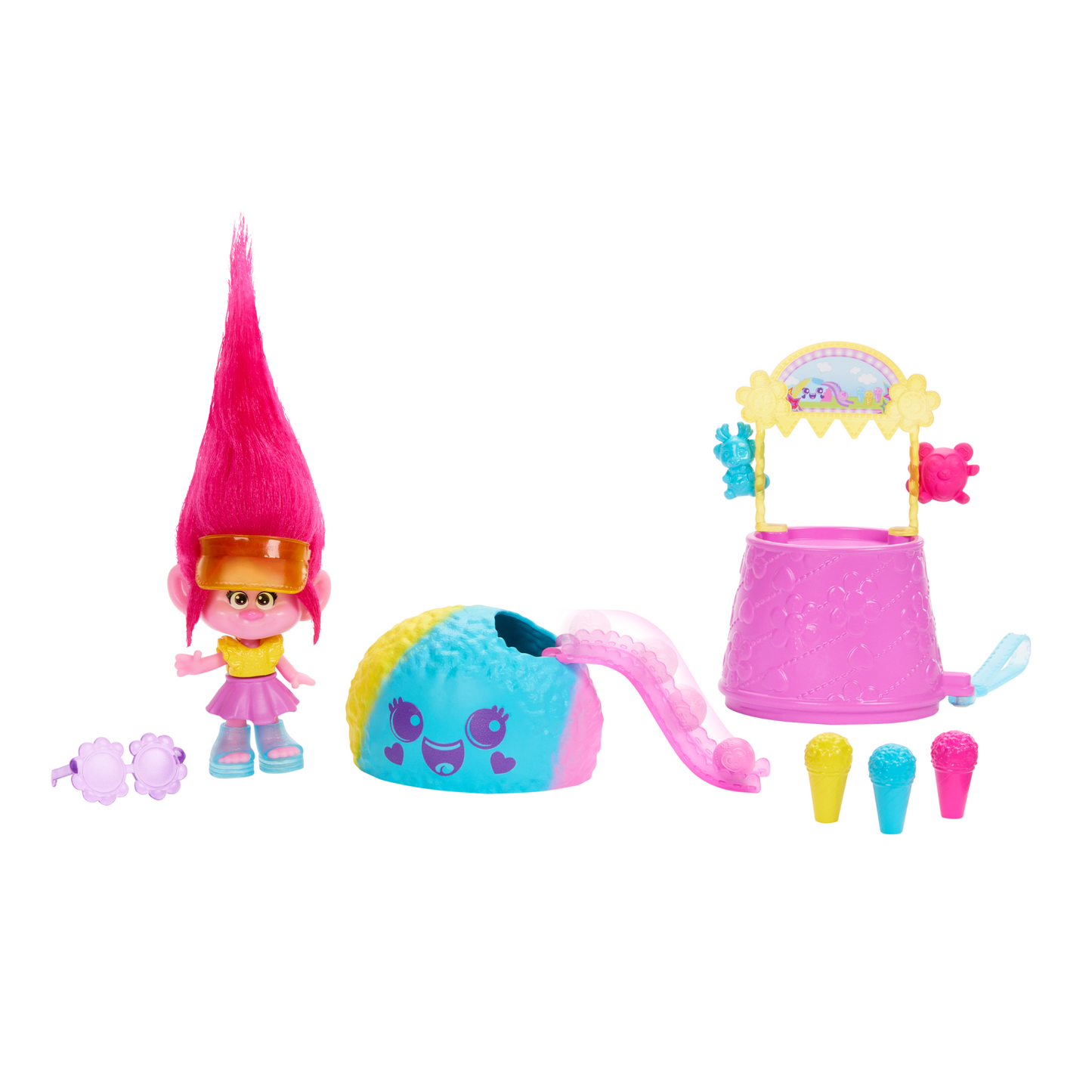 Dreamworks Trolls Fun Fair Surprise Fairfest Queen Poppy Small Doll & 10 Accessories