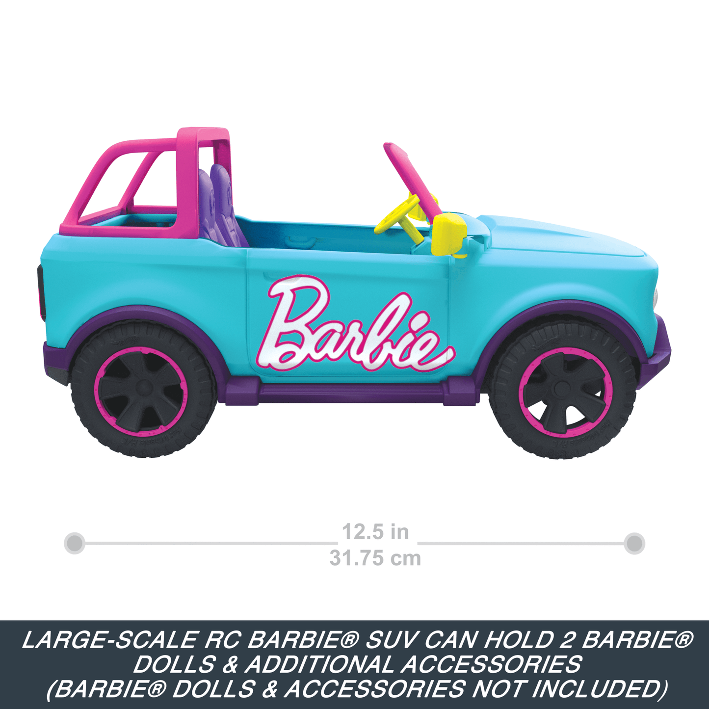 Hot Wheels Barbie RC Suv & Stickers, Battery-Powered Toy Truck, Fits 2 Barbie Dolls